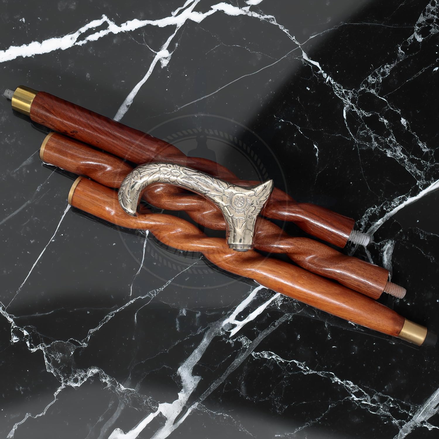 Premium Aluminum & Brass Decorative Rosewood Walking Cane - Full Size Adjustable Walking Stick for Men & Women - Ideal for Hiking, Fashion Accessory & Elderly Support