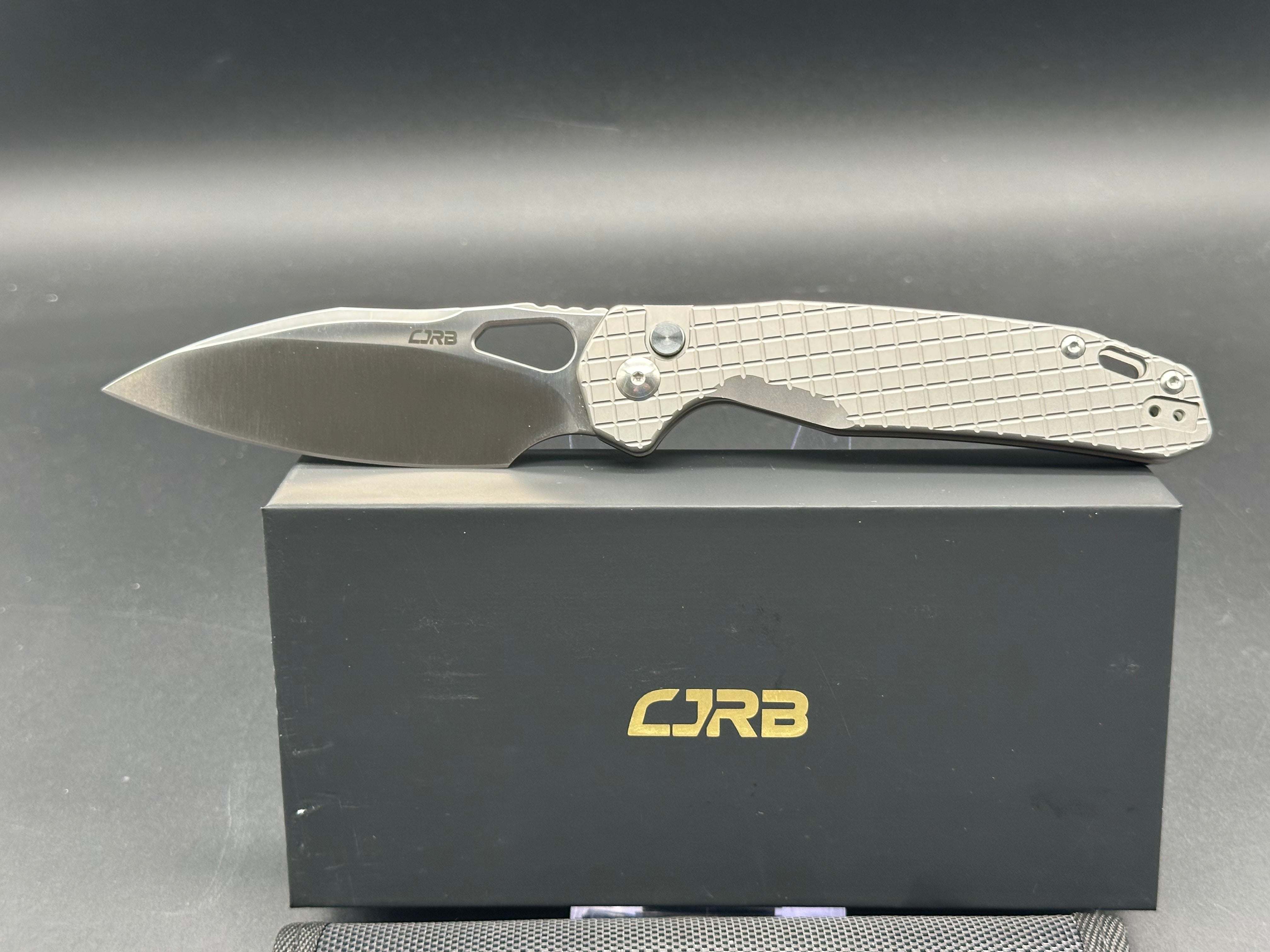 CJRB Frack Folding Knife - Titanium Frag Handle & S90V Satin Blade - EDC, Outdoor, Survival, Camping, Tactical Use