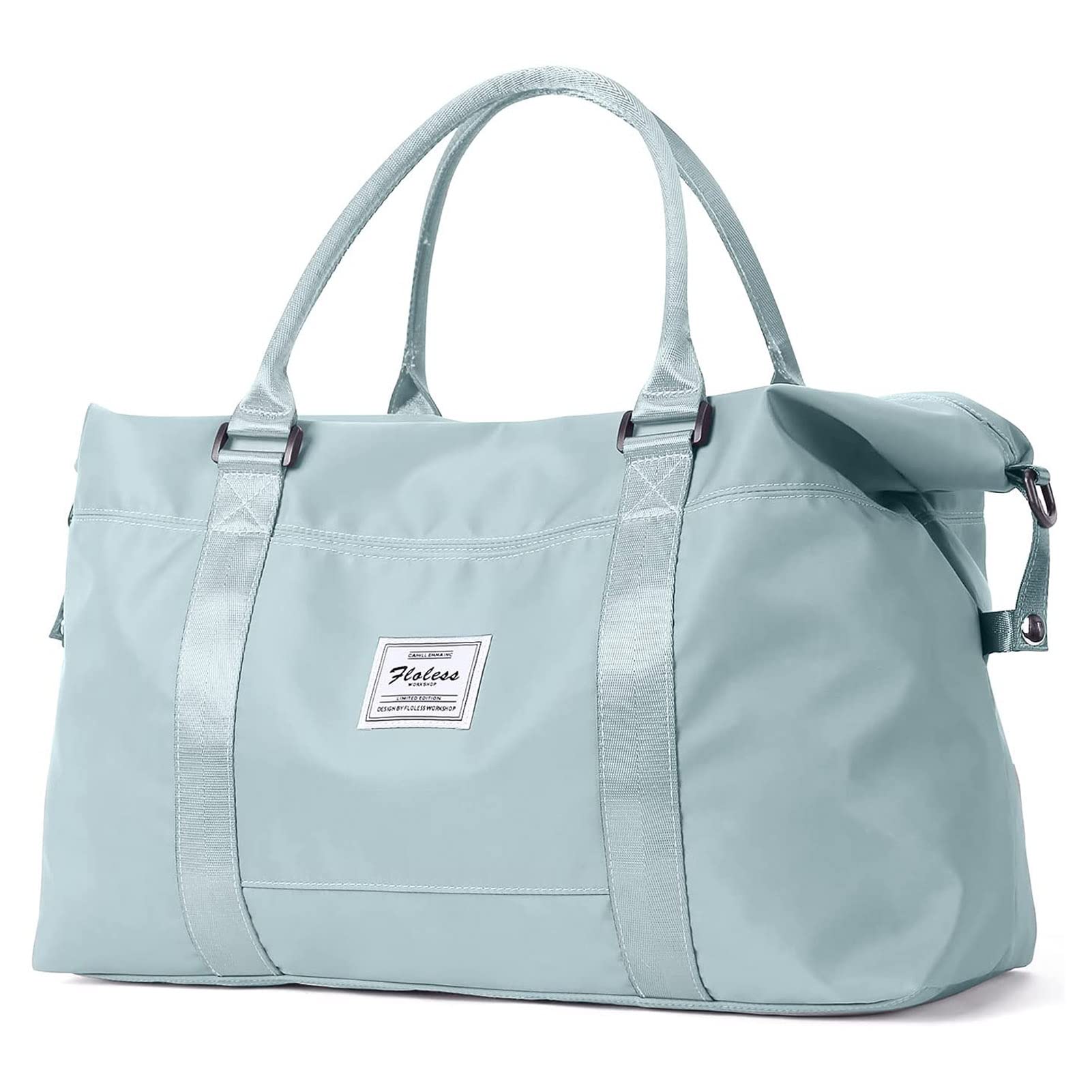 LANBX Women's Travel Gym Bag - Light Blue Tote Carry On Luggage, Sports Duffle & Weekender Overnight Bag with Wet Pocket | Perfect for Workouts, Yoga, Travel & Gym