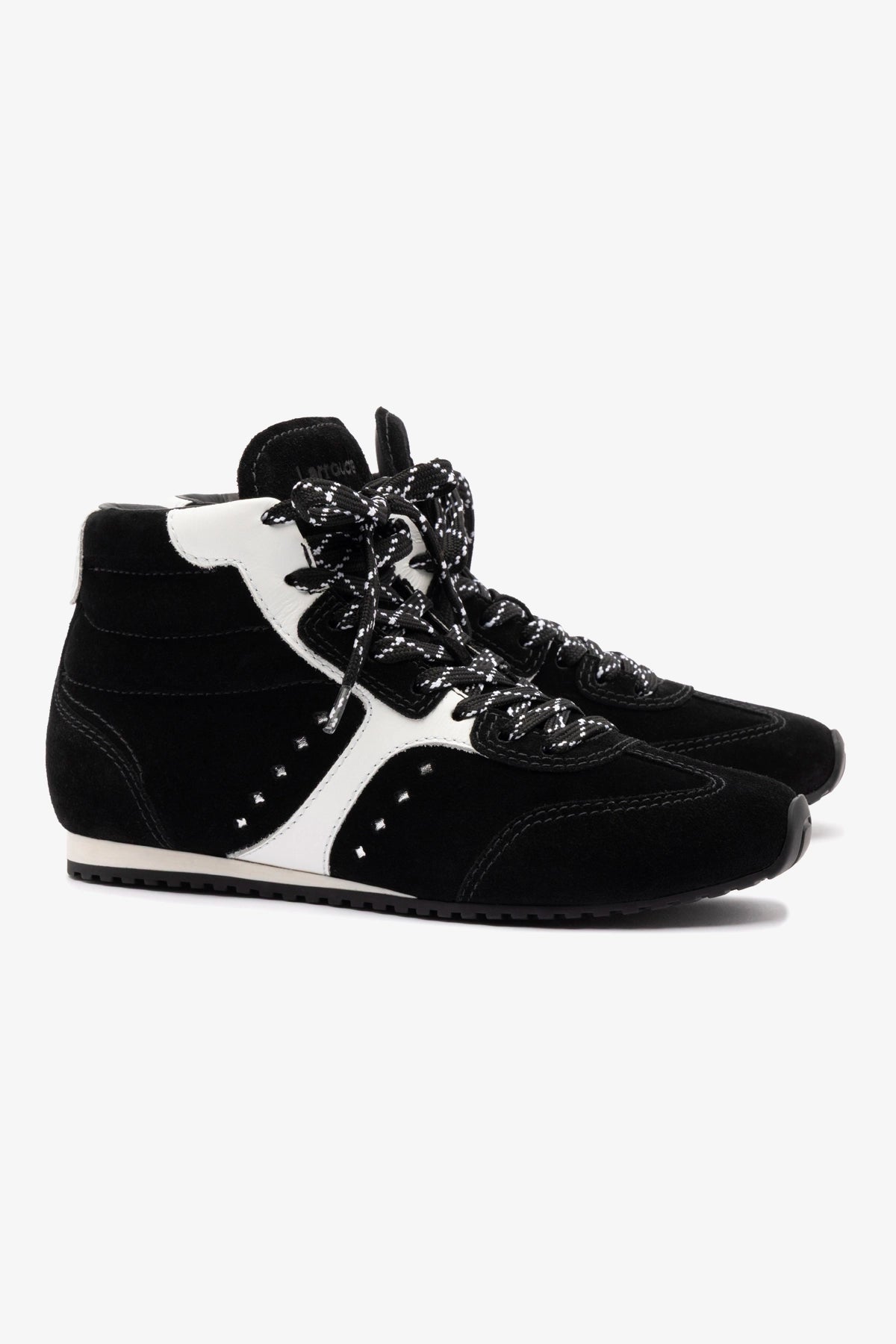 Stella Mid Sneaker - Black Suede & White Leather Women's Casual Shoes | Comfortable Walking Sneakers for Everyday Wear, Gym, and Travel