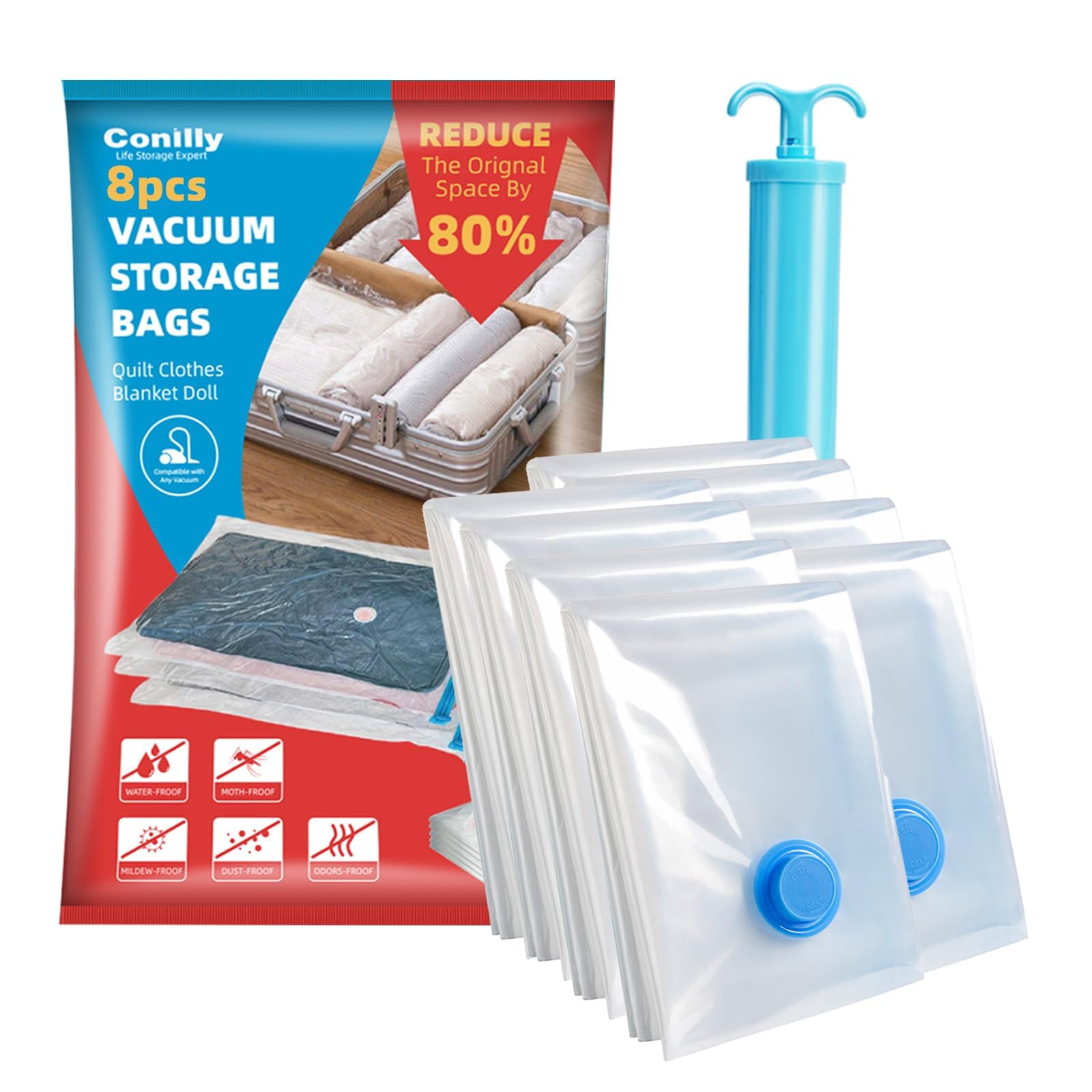 8 Pack Vacuum Storage Bags (Small 24