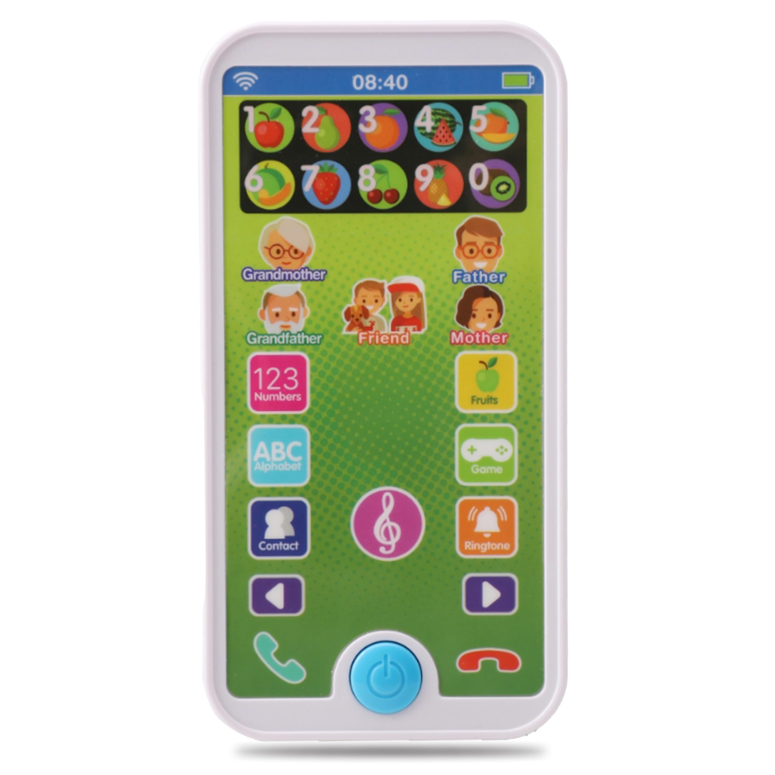 Skywin Kids Toy Phone - Realistic Blue Educational Cell Phone for Toddlers 1-3, 7 Interactive Functions, Fake Smartphone for Early Learning, Perfect for Home, Travel & Preschool Play