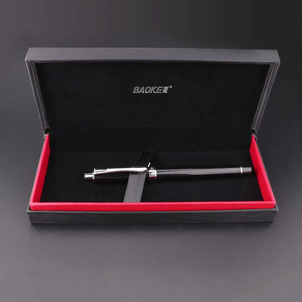 Premium Refillable Black Fountain Pen with Fine Nib - Luxury Business Writing Pen for Men (Gift Box Included) - Ideal for Office Use, Professional Signatures & Elegant Gift Giving