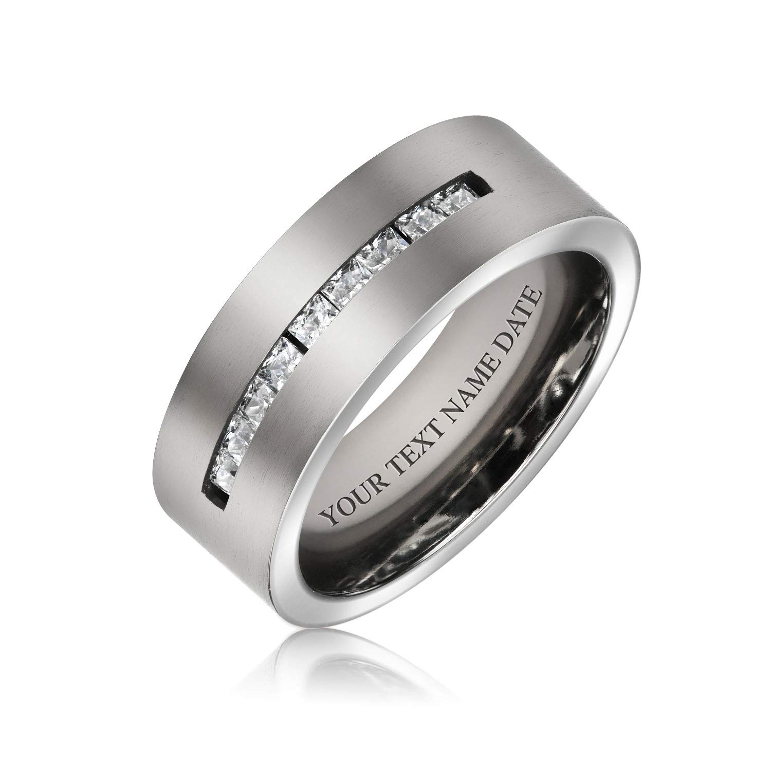 Titanium CZ Wedding Band Ring for Couples - 7MM Silver Tone for Men & Women | Anniversary & Engagement Gift