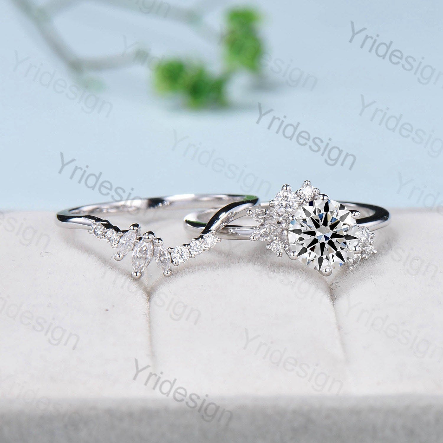 7mm Round Brilliant Cut Lab Grown Diamond Engagement Ring Set with IGI Certificate - Snowflake Design Wedding Band for Women, Promise Gift for Anniversary, Proposal & Special Occasions