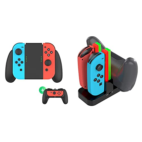 TALK WORKS 2-in-1 Nintendo Switch Joycon Charging Dock & Controller Charger Station - Dual Grip Charging Stand for Joycons and Pro Controller - Perfect for Gaming Sessions and Accessories Organization