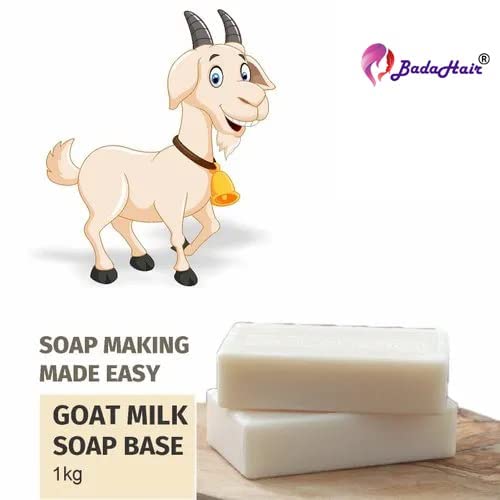 BADA HAIR Goat Milk Melt & Pour Glycerine Soap Base - 1KG Clear Soap Base for DIY Skincare, Handmade Soap Making, Gift Crafting & Spa Treatments
