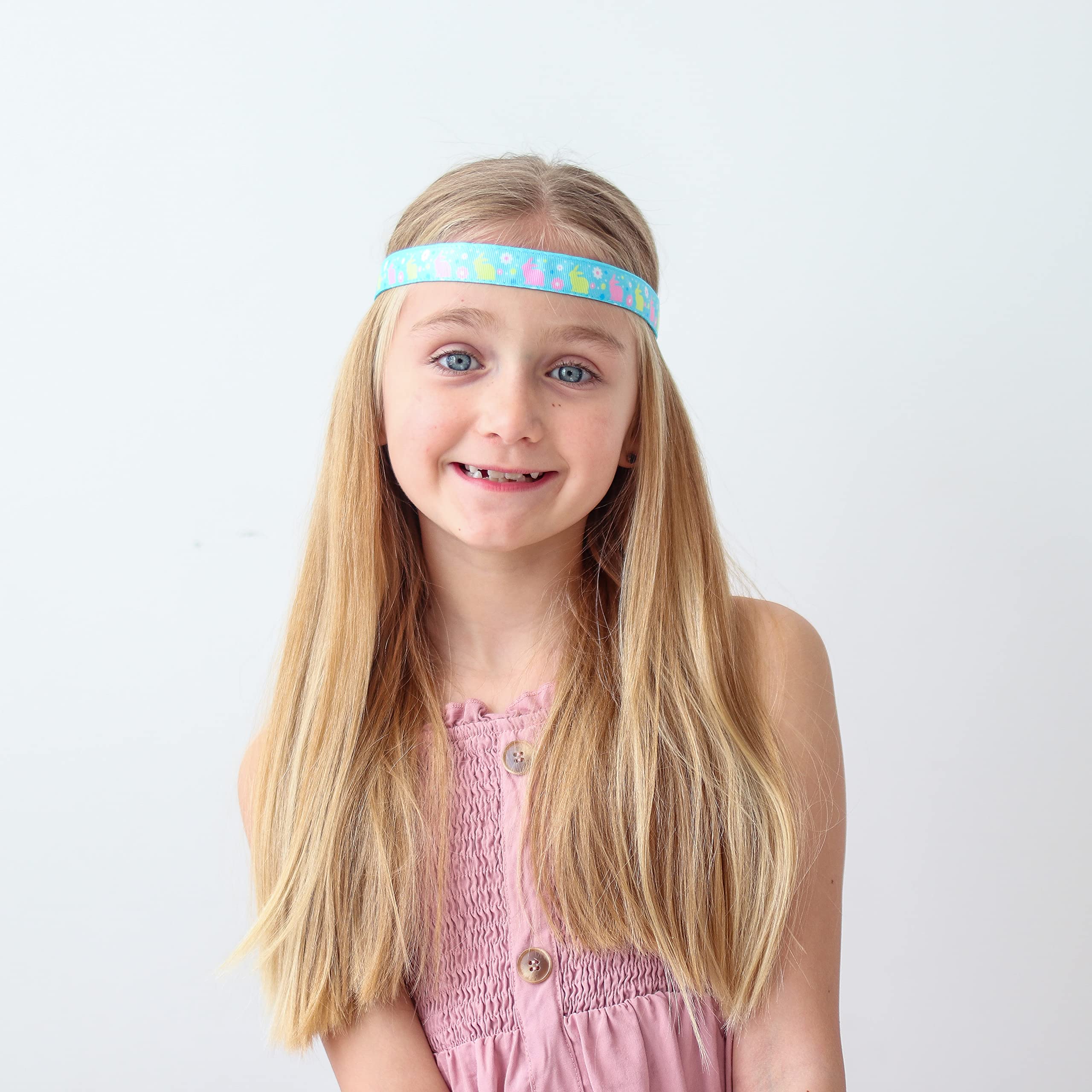 Easter Headbands for Girls - 4 Pack Adjustable No Slip Stretch Elastic Hair Bands, Thin Fabric Hair Accessories for Kids | Perfect for Easter Egg Hunts, Spring Parties & School Events