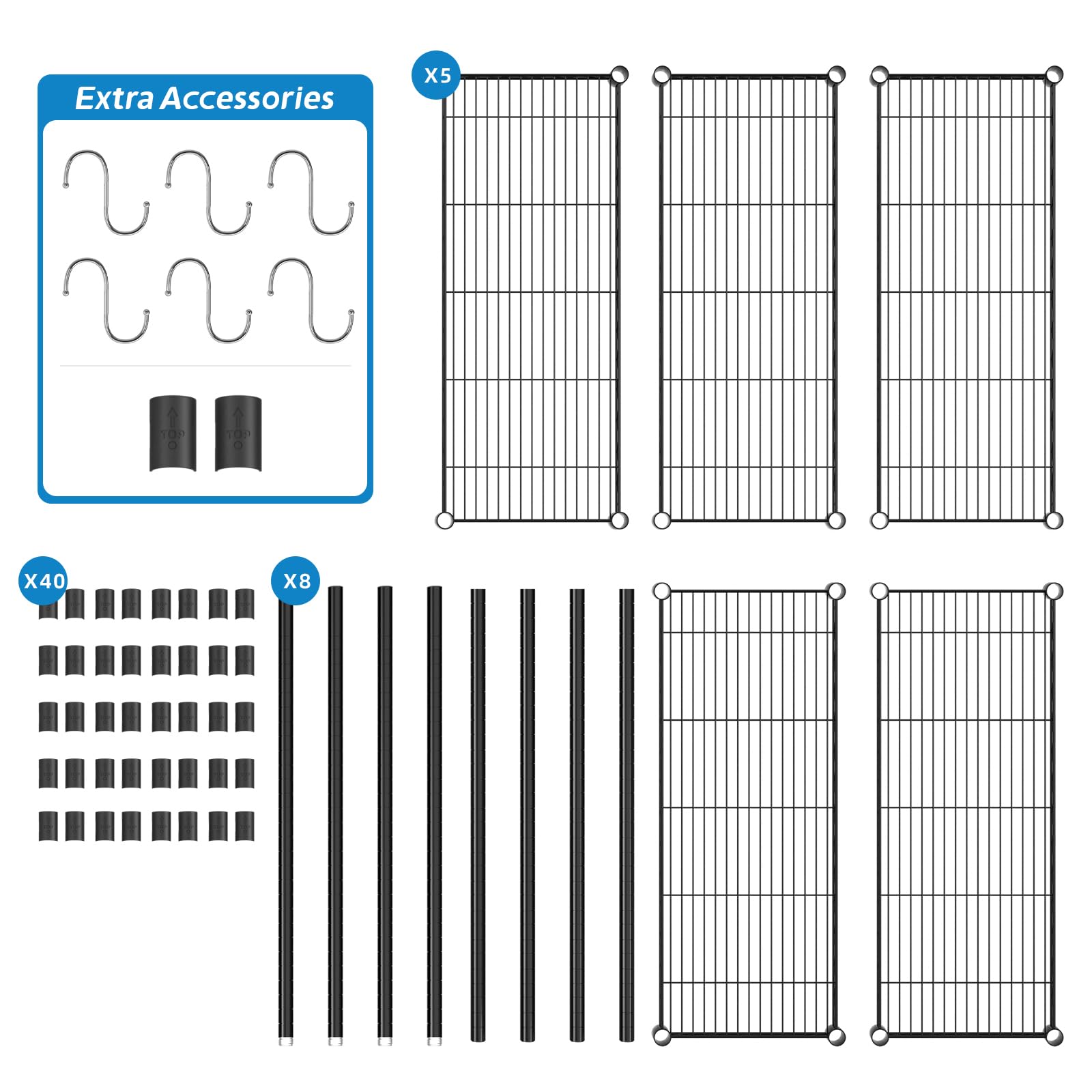 5-Shelf Adjustable Metal Wire Storage Rack - Heavy Duty Shelving Unit for Home & Office - 36
