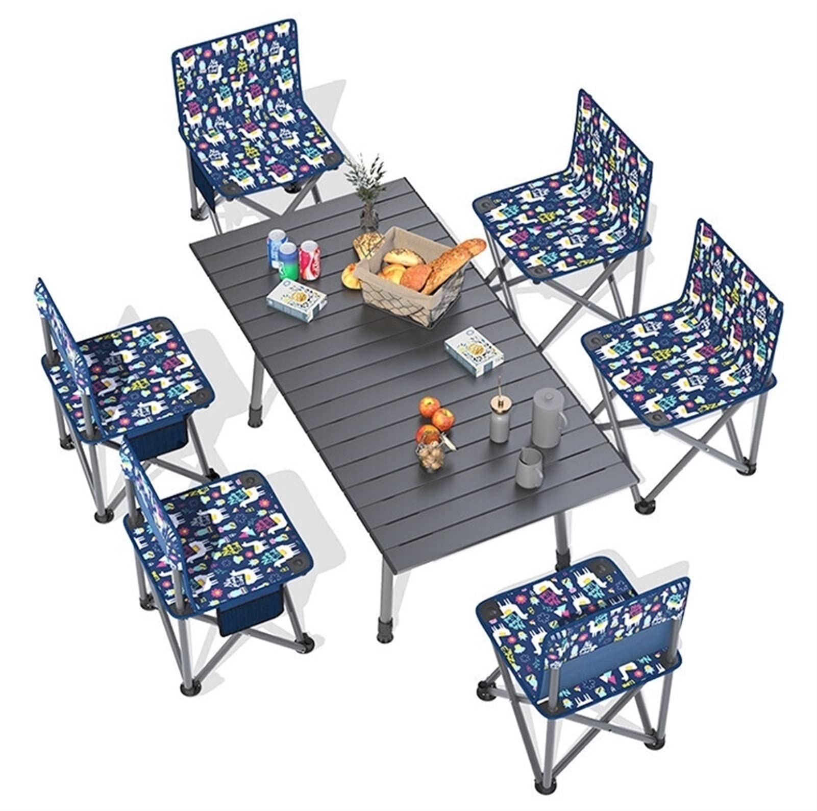 KIRANDY Portable Folding Picnic Table - Lightweight Aluminum Camping Table with 7-Piece Chair Set & Carry Bag - Perfect for Outdoor Travel, Beach, BBQ, and Backyard Gatherings