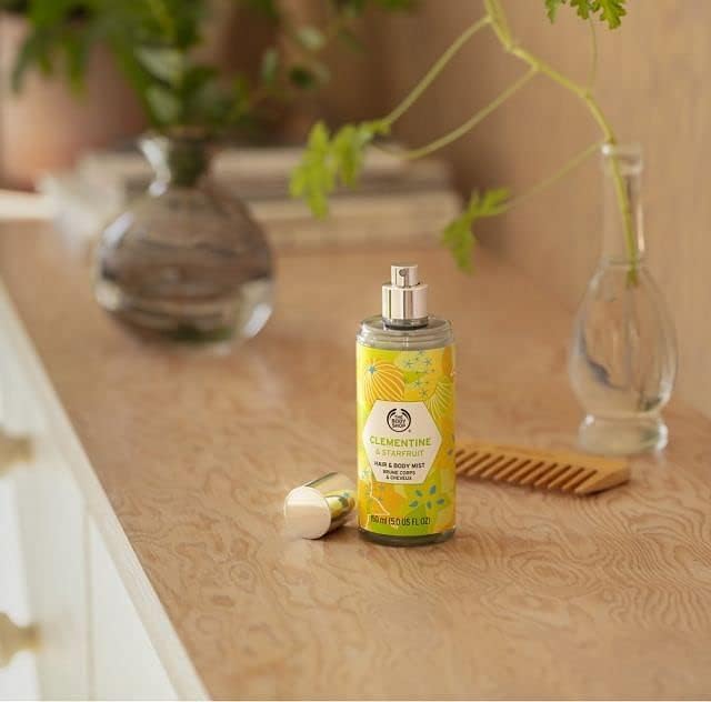 The Body Shop Clementine & Starfruit Hair & Body Mist 5oz - Refreshing Citrus Scent for Hair & Skin - Perfect for Daily Use, Travel & Gym