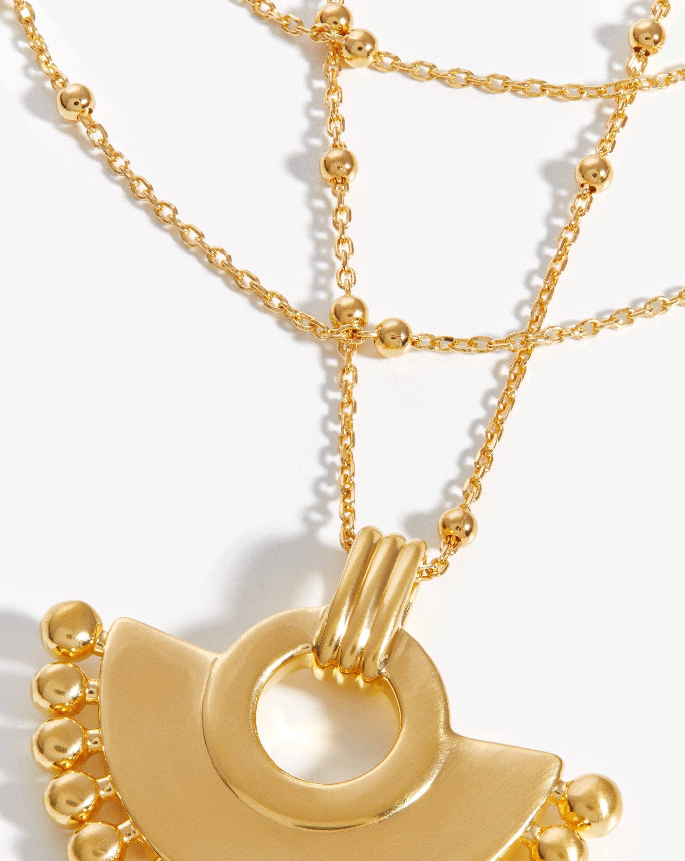 Zenyu 18k Gold Vermeil Fan Chain Necklace Set for Women - Elegant Layered Necklace for Party, Wedding & Everyday Wear