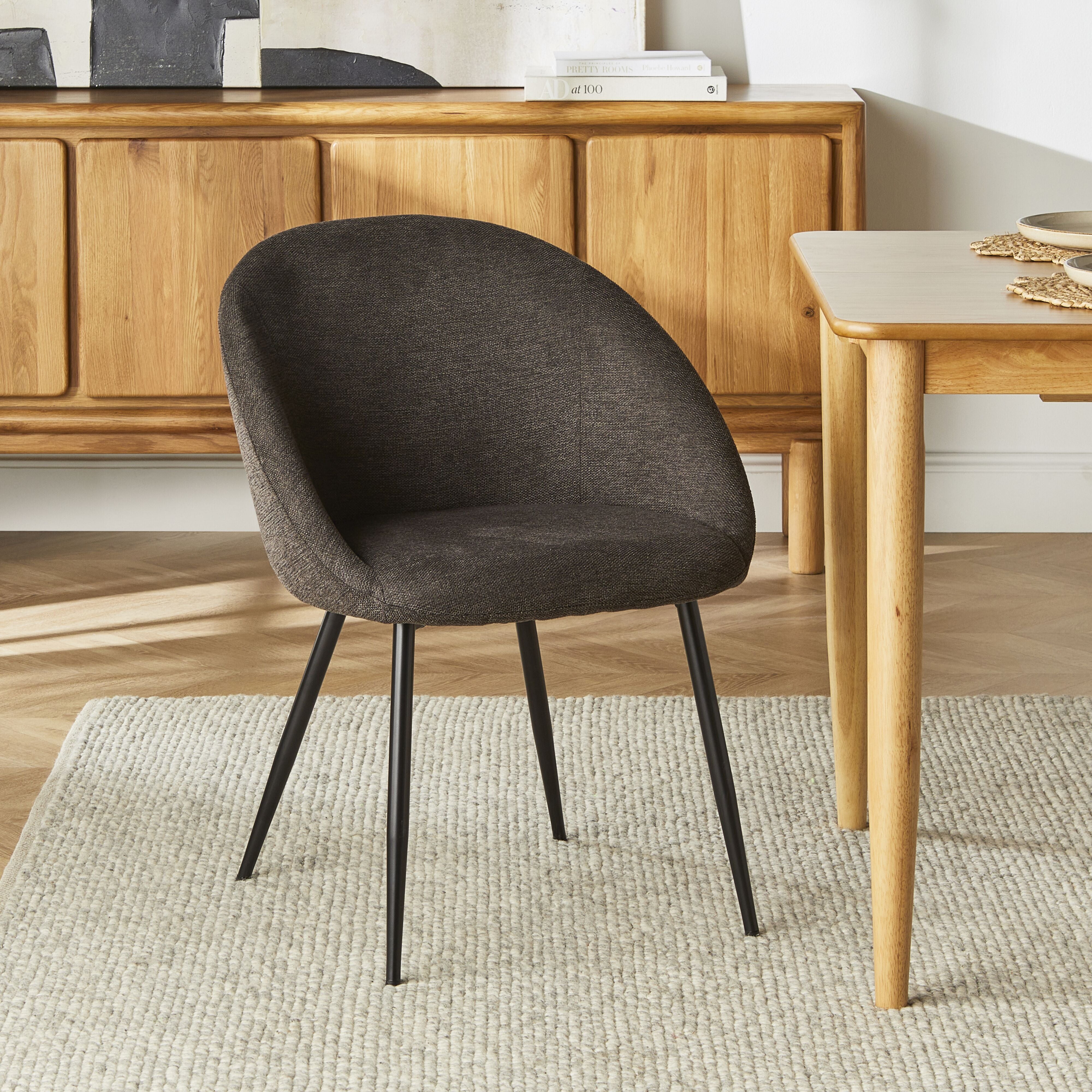Aubrey Dining Chair Hunter Umber - Modern Upholstered Dining Room Chair with Solid Wood Legs - Perfect for Kitchen, Dining Room, and Home Office