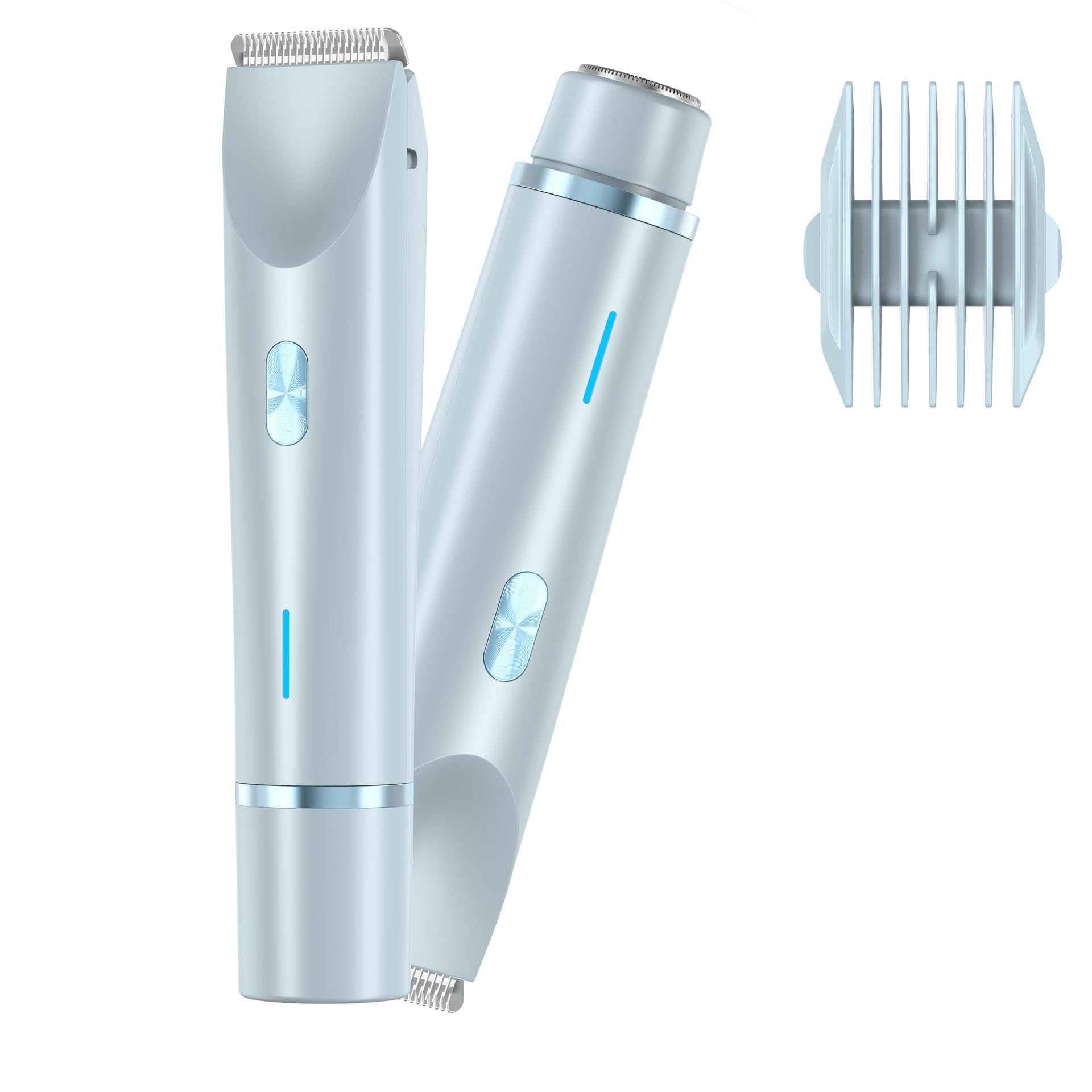 Electric Bikini & Body Hair Trimmer for Women - 2-in-1 Painless Hair Removal Razor with USB Charging Dock (Pink/Blue) | Perfect for Travel, Gym & Sensitive Skin Care