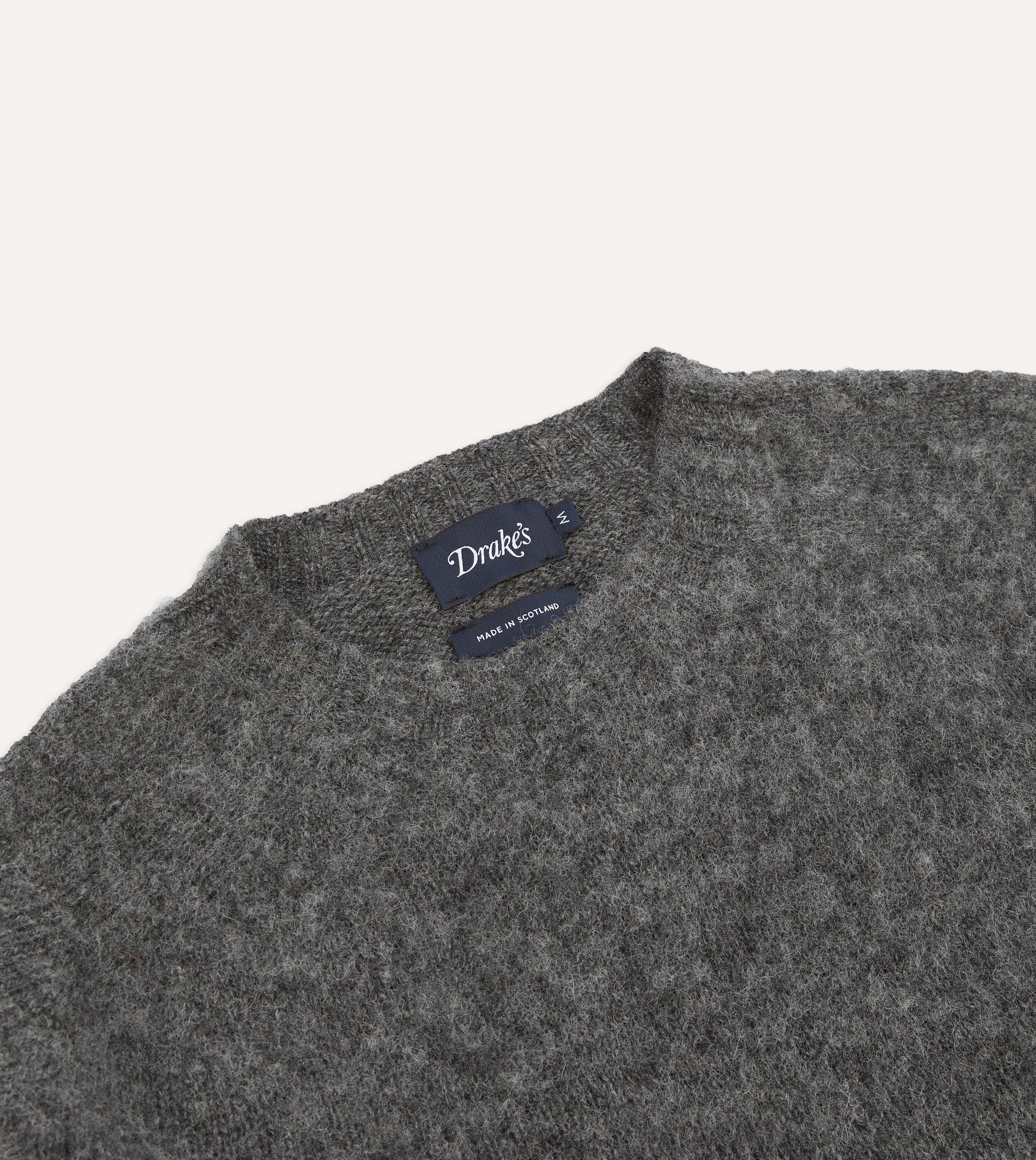 Charcoal Brushed Shetland Wool Crew Neck Sweater for Men - Warm Winter Knit Pullover for Casual & Office Wear