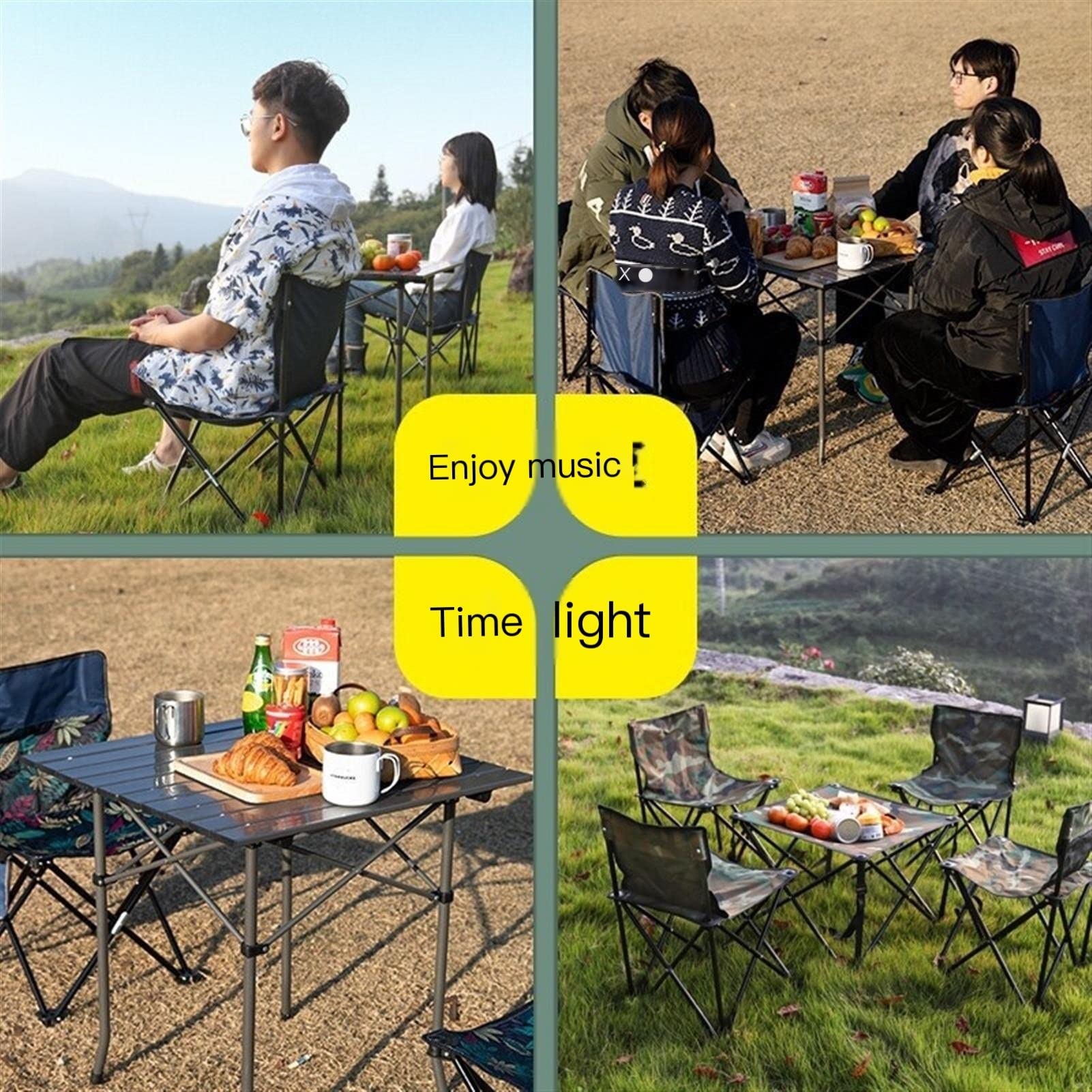 KIRANDY Portable Picnic Table - Lightweight Folding Camping Table with Carry Bag, Compact Roll Up Design for Outdoor Travel, Hiking & Beach (Camouflage Table & Chair Set) | Perfect for Backyard BBQs, Tailgating & RV Trips