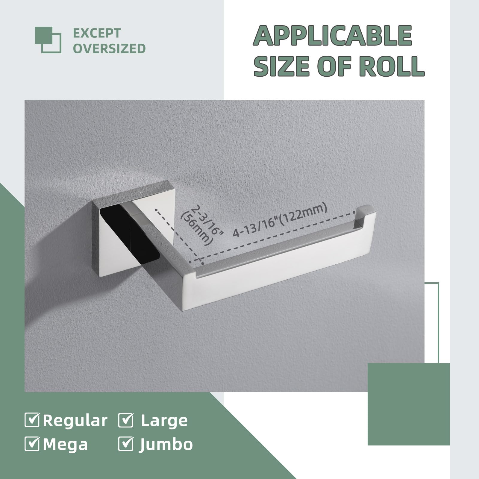 Stainless Steel Toilet Paper Holder - Angle Design SUS304 Bathroom Tissue Roll Hanger, Wall Mounted Chrome Toilet Paper Dispenser for Modern Bathroom & Powder Room Decor