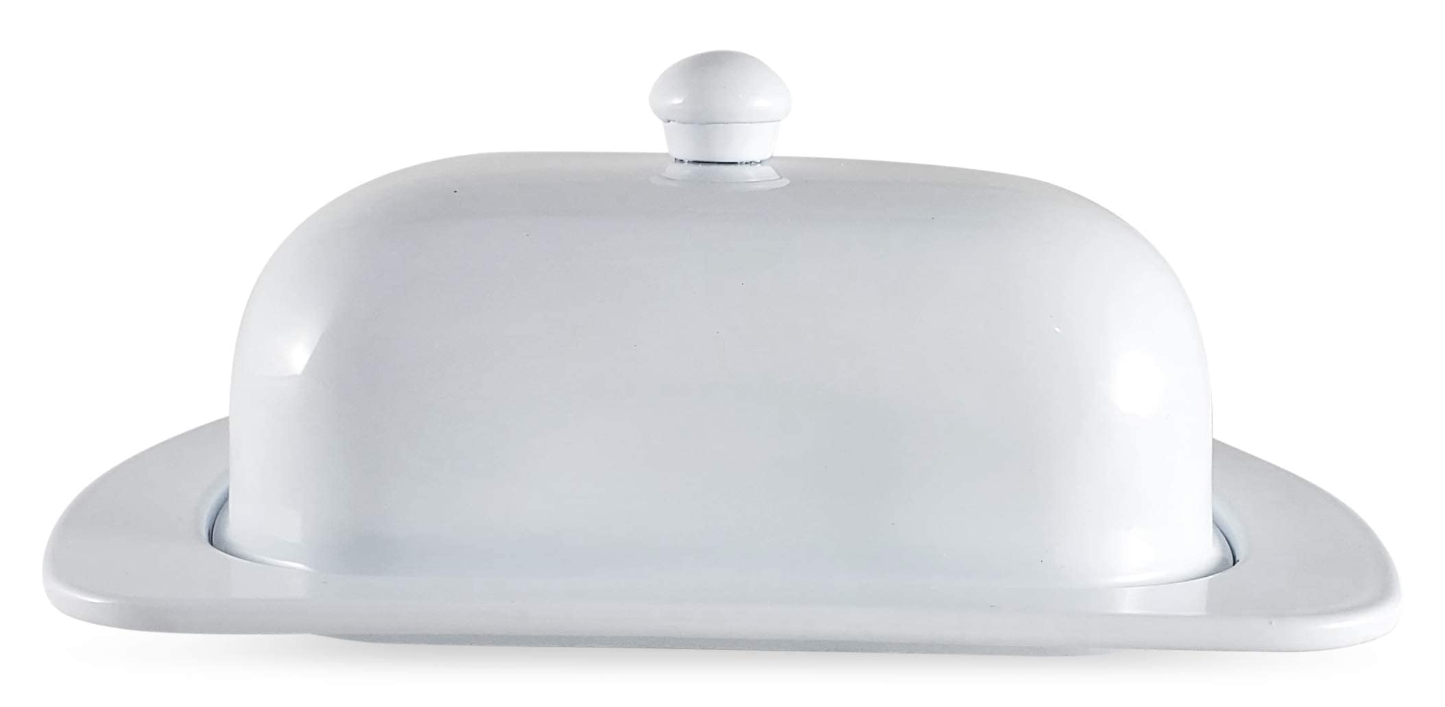 Premium White Metal Storage Canisters & Butter Dish - Airtight Kitchen Containers for Flour, Sugar, Coffee & Spice Organization | Elegant Home Decor for Pantry, Countertop & Dining Table Display