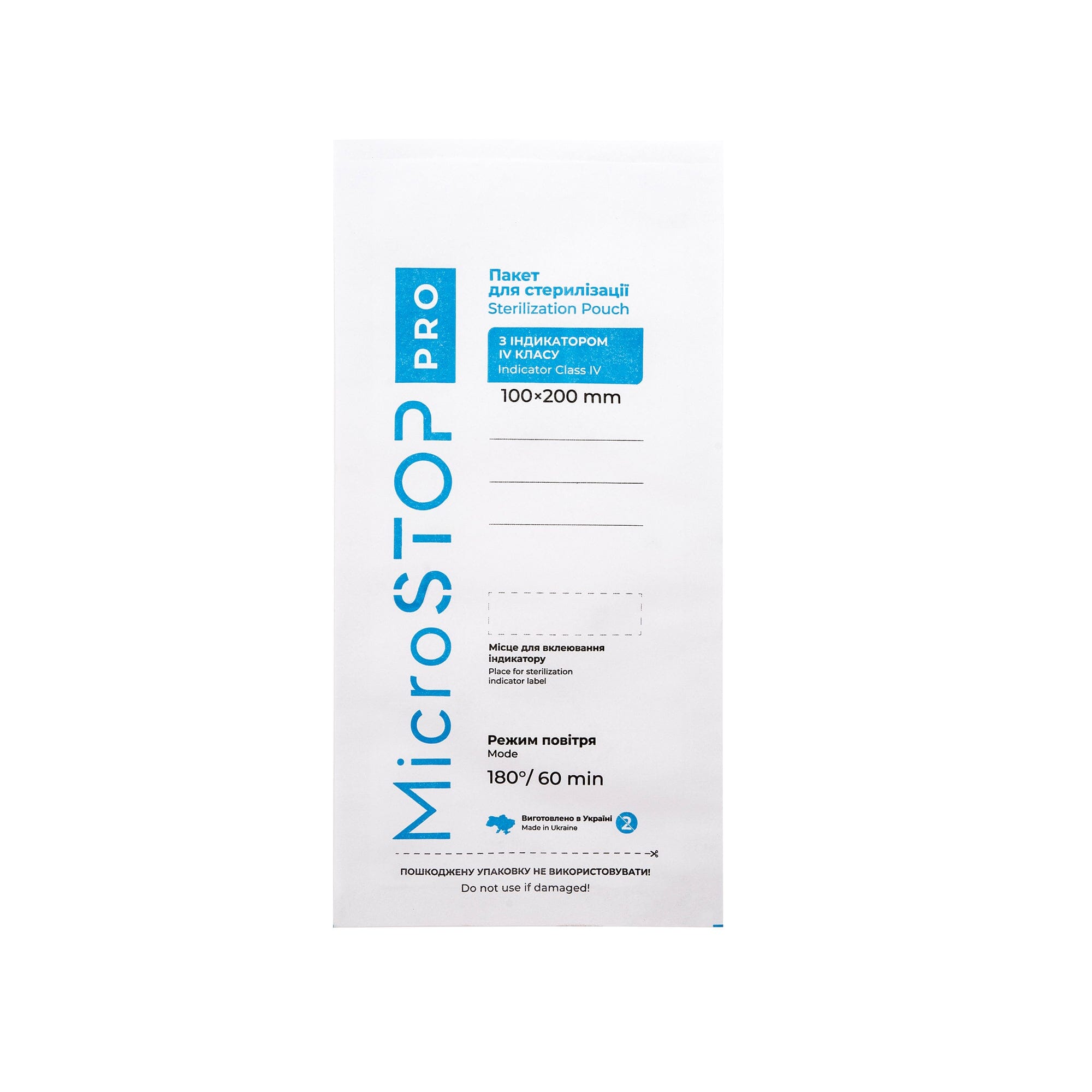 MicroStop PRO Dry Heat Sterilization Pouches with Class 4 Indicator - 100x200 mm (100 pcs) - Self-Sealing Sterilization Bags for Dental Tools, Tattoo Needles & Medical Instruments - Autoclave Safe with Sticker for Easy Labeling