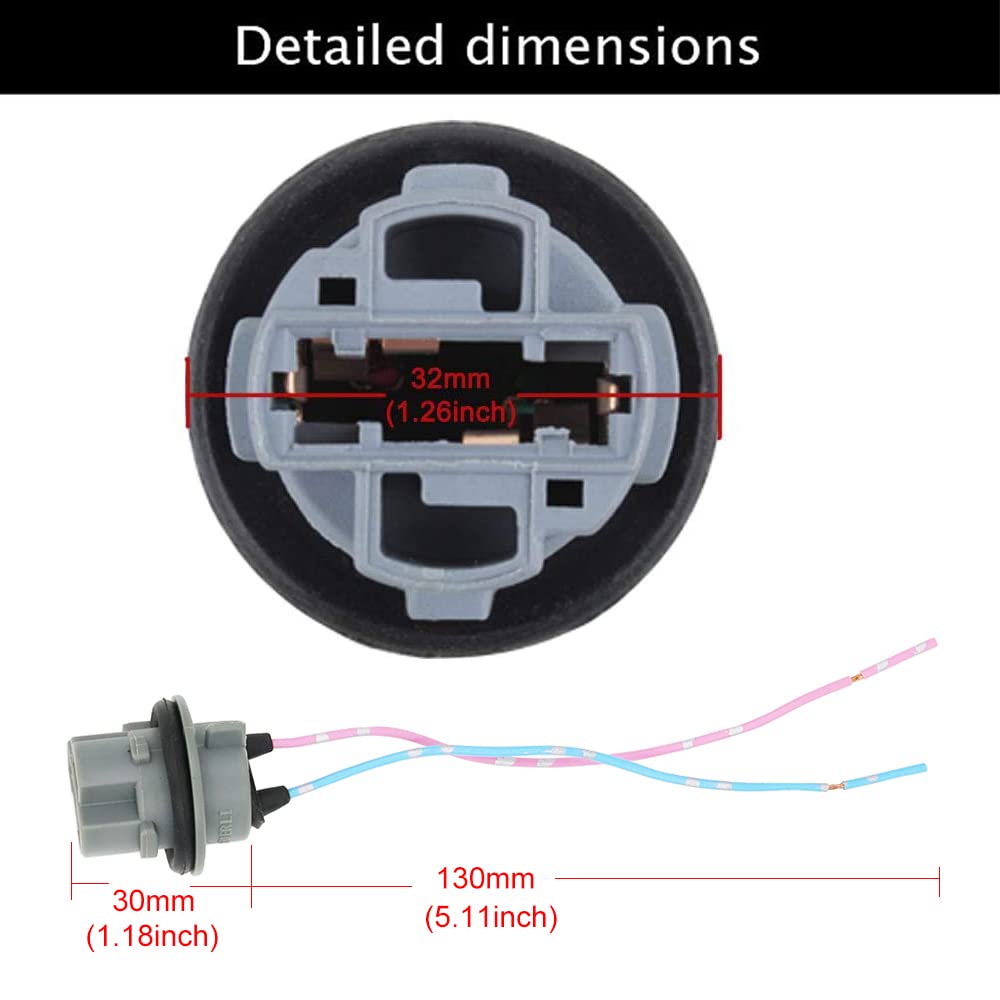 YSY 2-Pack T20 7440 W21W LED Bulb Holder Socket Adapter - Compatible with LED Parking Lights, Side Markers & Wiring Harness - Durable Connector for Automotive Lighting Upgrades (7440)