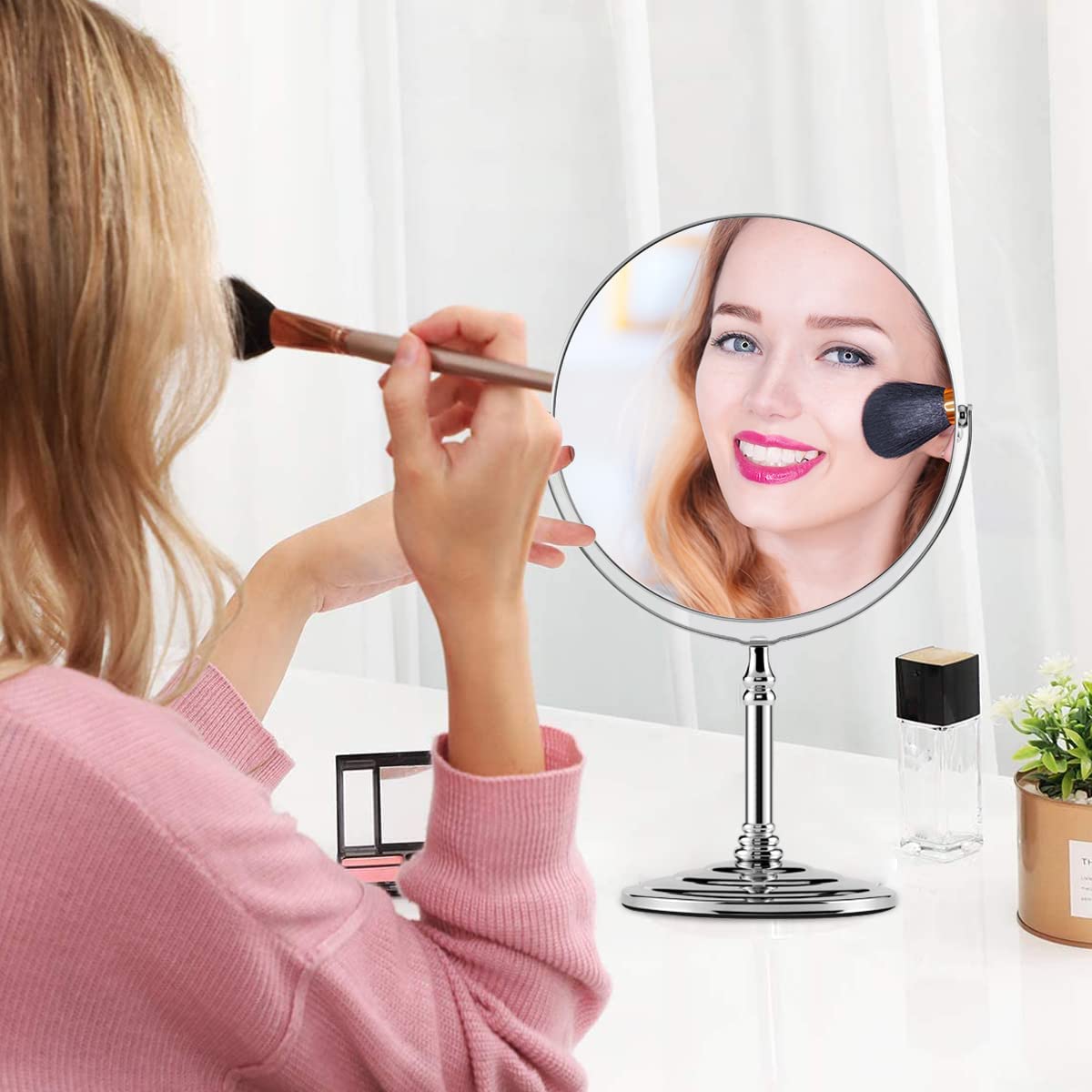 AASTIK 5X Magnifying Mirror - Large Two-Sided Swivel Vanity Mirror with Chrome Frame for Makeup & Skincare | Perfect for Bathroom, Dressing Table & Travel