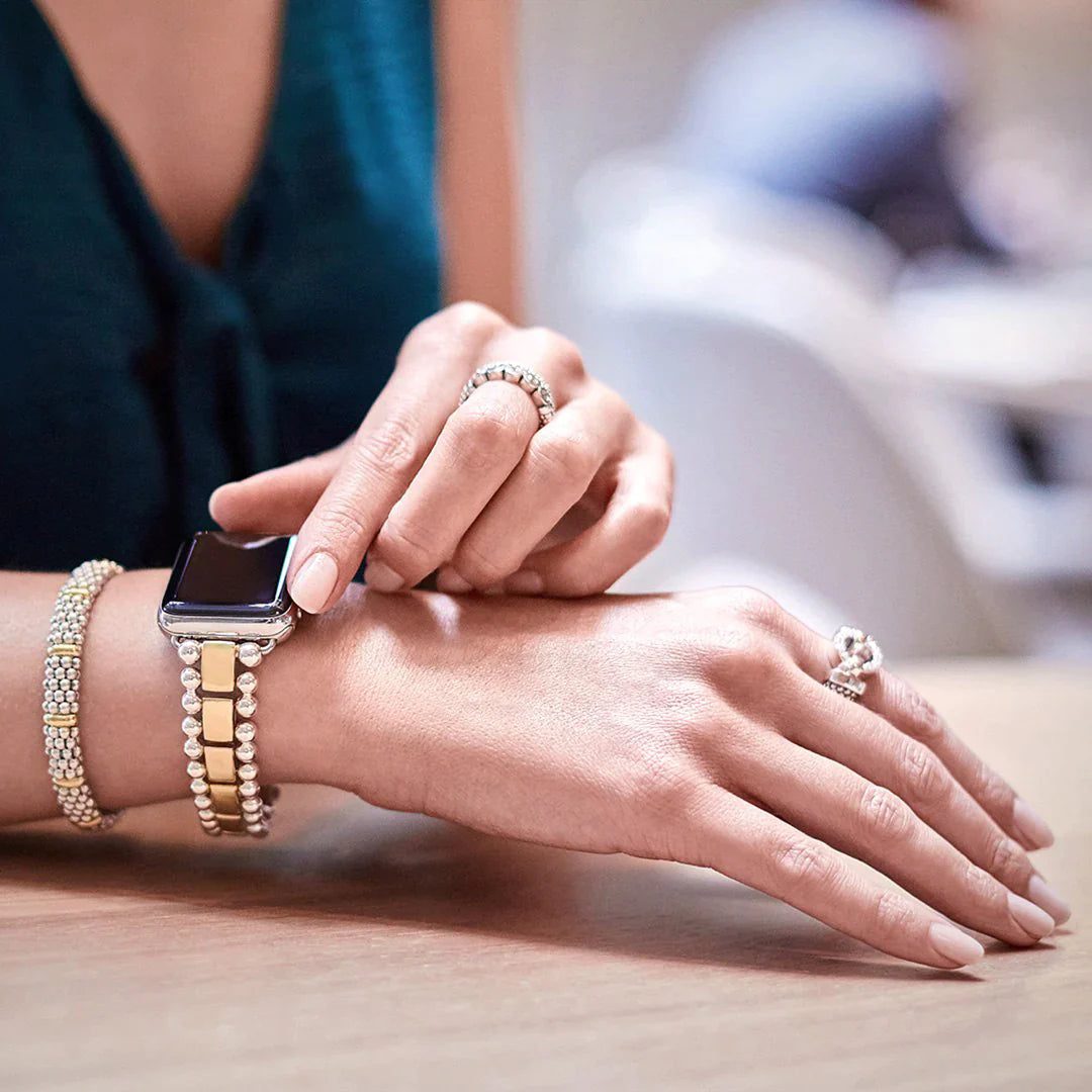 9mm Gold Station Caviar Bracelet for Women - Elegant Luxury Jewelry Gift for Birthday, Anniversary & Special Occasions
