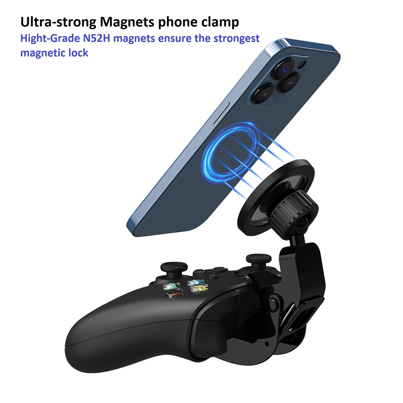 NBCP Magnetic Phone Mount for Xbox Controllers - Universal Gaming Phone Holder Compatible with Xbox One & Series X|S - Perfect for Mobile Gaming & Streaming