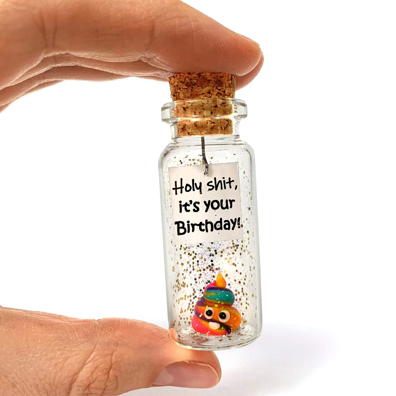 Funny Message in a Bottle Gift - Unique Birthday Present for Men & Women | Cute Decorative Bottle with Rainbow Poop Design | Perfect for Birthday Parties, Office Gifts & Surprise Celebrations