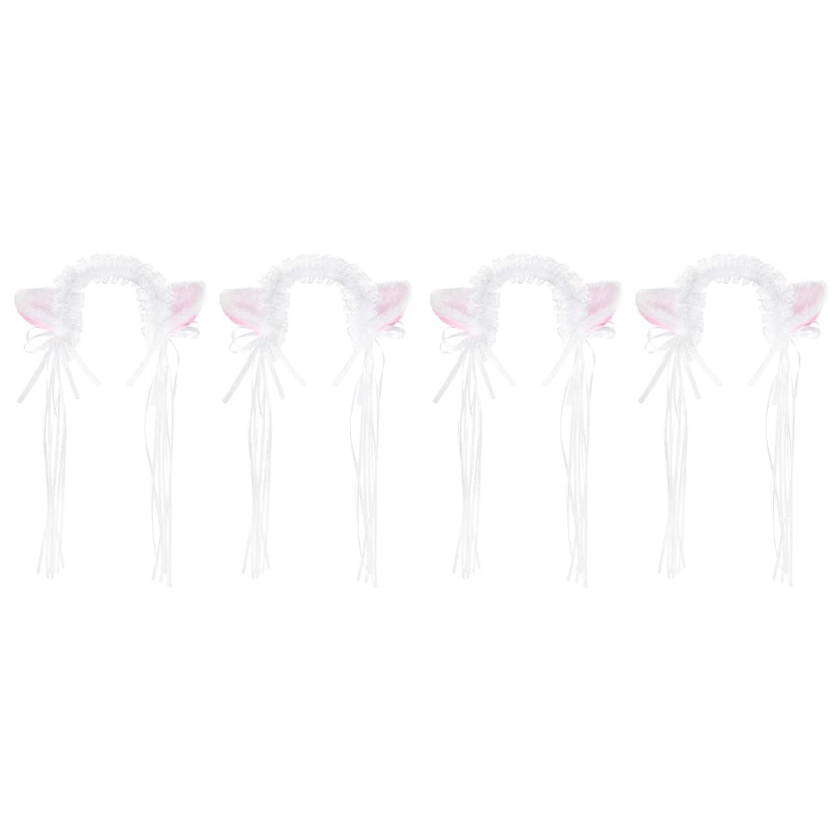 Bestoyard 4 Pack Lace Cat Ear Headbands - Cute Anime Cosplay Hair Accessories for Women & Girls | Perfect for Halloween, Costume Parties, Cosplay Events and Daily Fashion