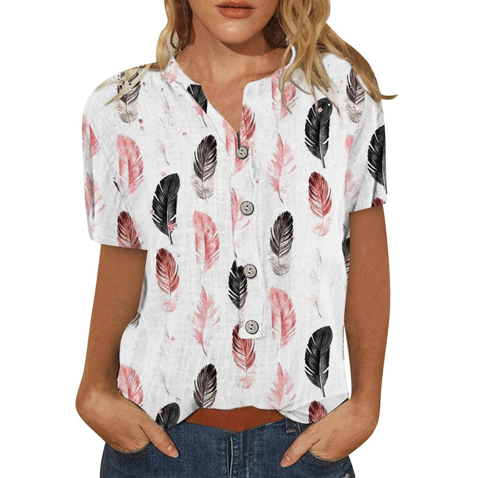 Women's Summer Tops - Elegant Casual Short Sleeve Woven Blouse for Work, Date Night & Outdoor Activities | Breathable & Stylish