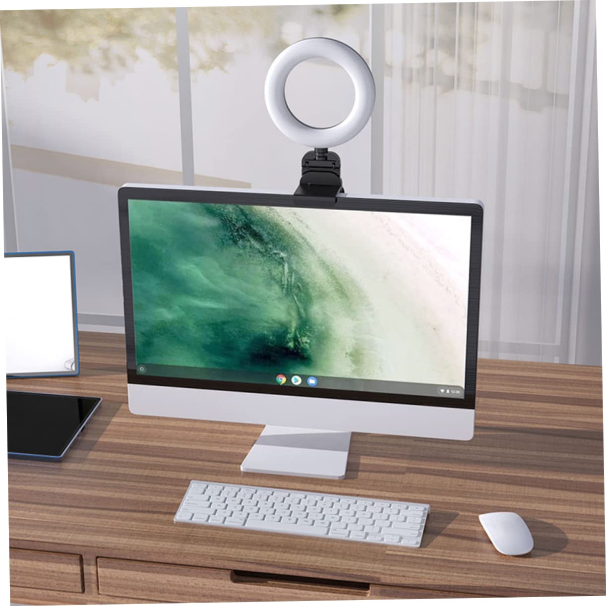 Hemobllo Clip Fill Light Ring Light for Photography, Selfie Stand with LED Ring Light - Large Computer Desk Ring Light, Octobuddy Clip-On Light, Portable for YouTube, TikTok, Live Streaming & Video Calls