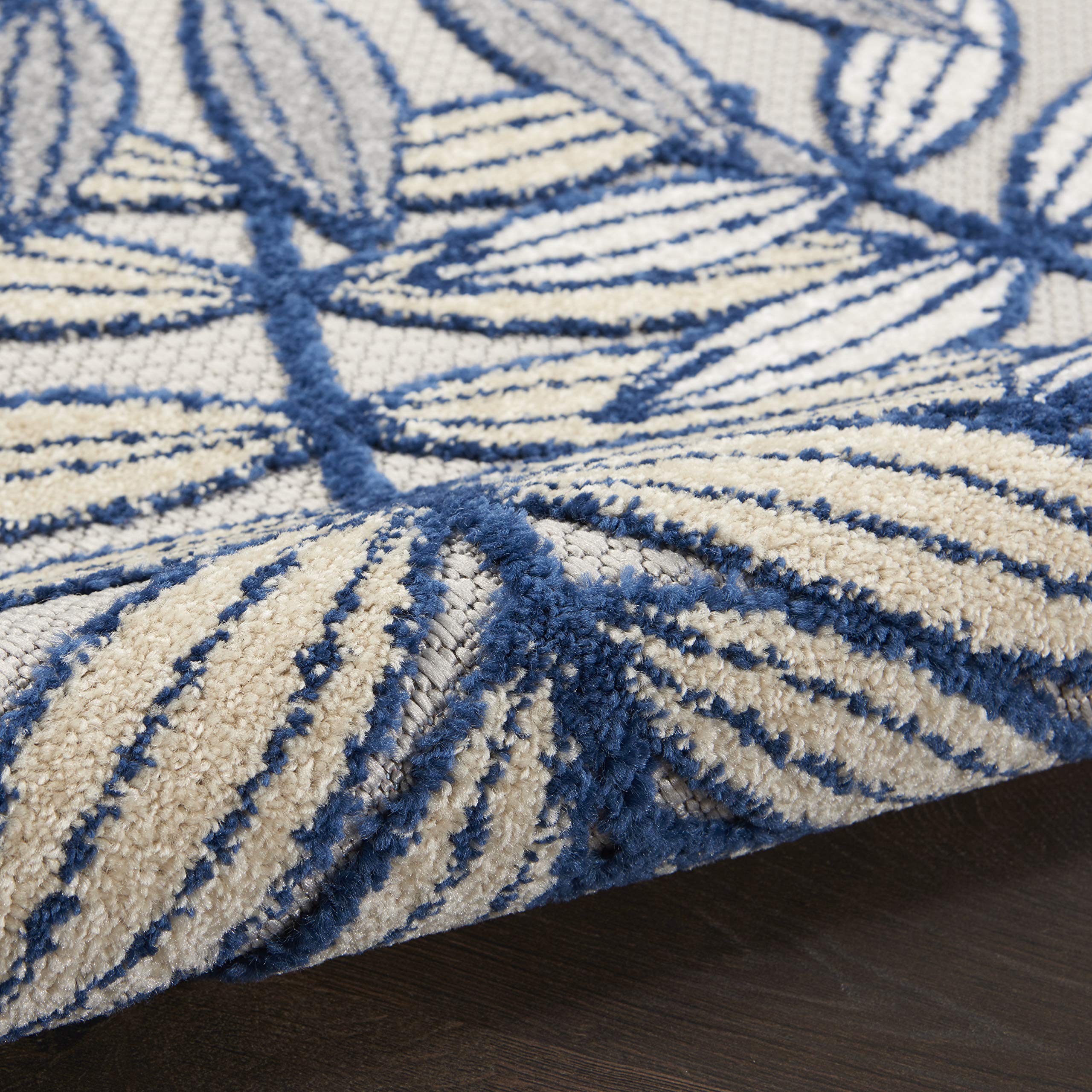 Nourison Aloha 6' x 9' Indoor/Outdoor Area Rug - Ivory & Navy Stripe - Easy Clean, Non-Shedding, Stain Resistant - Perfect for Living Room, Bedroom, Dining Room, Patio, Deck & Backyard - Soft & Durable for High Traffic Areas
