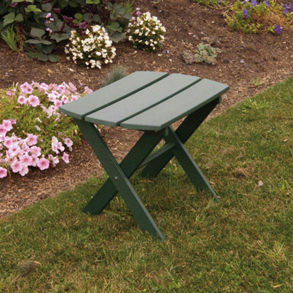 A & L Furniture Poly Folding End Table - Lightweight Portable Side Table for Patio, Camping, RV - Turf Green Outdoor Accent Table