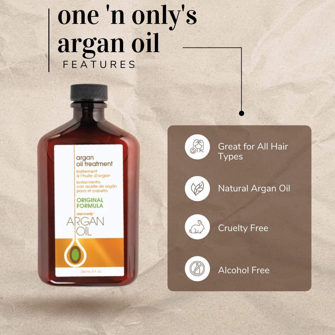 One 'n Only Argan Oil Hair Treatment - Smooth & Strengthen Damaged Hair, Anti-Frizz & Shine Enhancing Formula, 8 Fl Oz (2 Pack) - Perfect for Dry, Frizzy Hair at Home or Salon Use