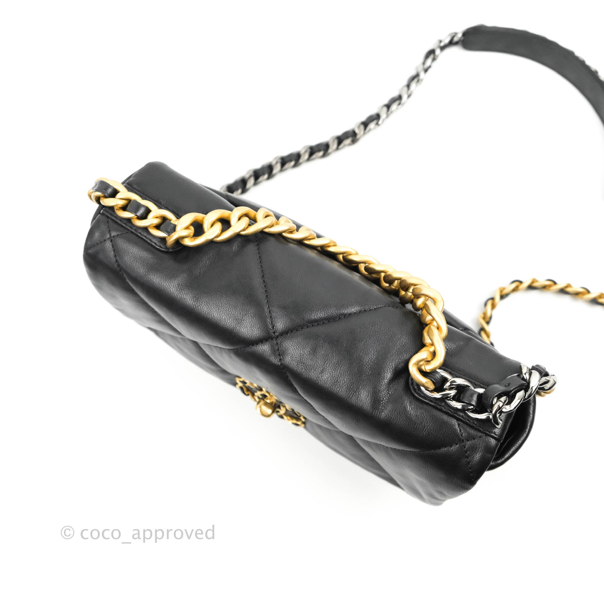Chanel 19 Small Black Goatskin Leather Bag with Mixed Hardware - Luxury Designer Handbag for Women, Perfect for Date Night & Special Occasions