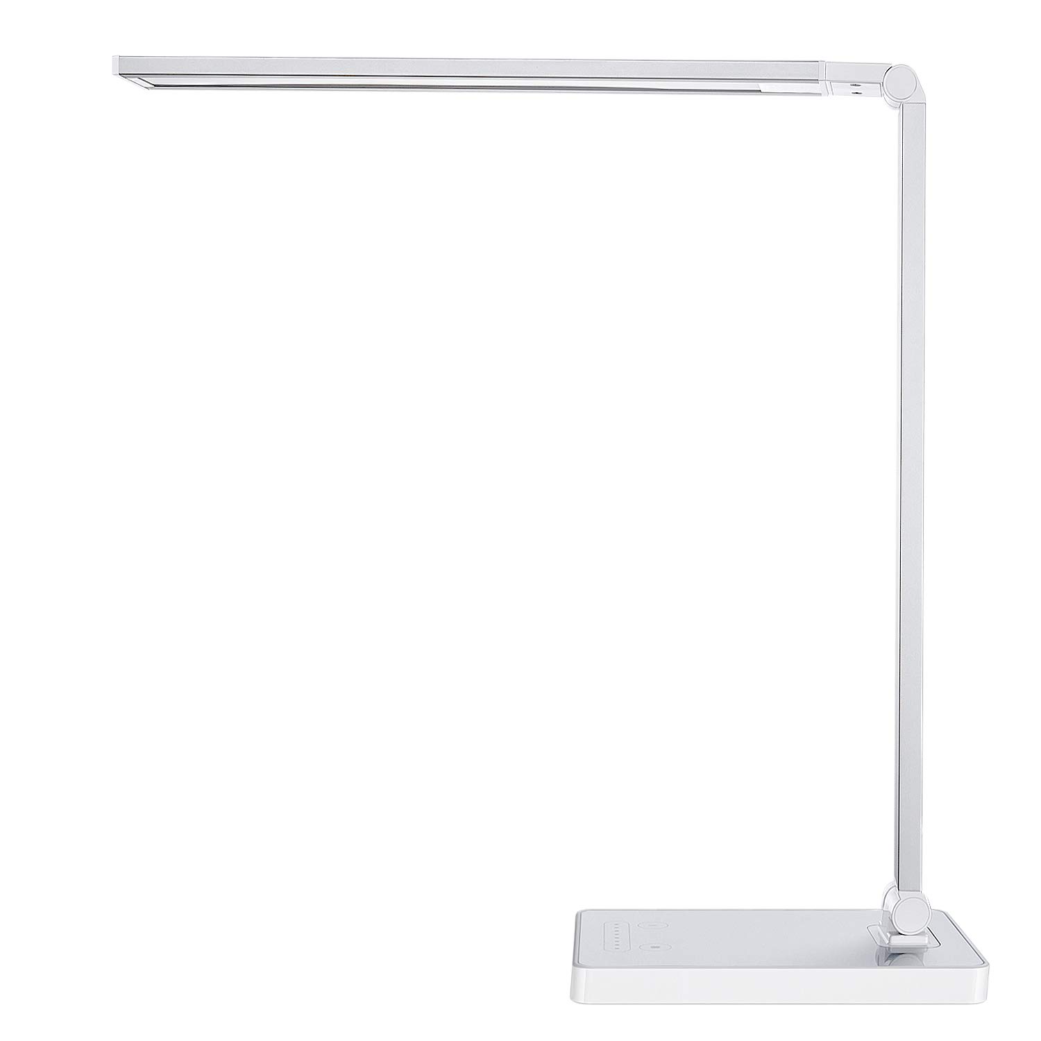 PHIVE Dimmable LED Desk Lamp with Fast Charging USB Port - Touch Control, 8 Brightness Levels & 4 Lighting Modes - Aluminum Alloy Eye-Care Table Lamp for Home Office, Bedroom, Study, Reading (Silver) | Perfect for Night Reading, Work from Home & Student Desk Setup