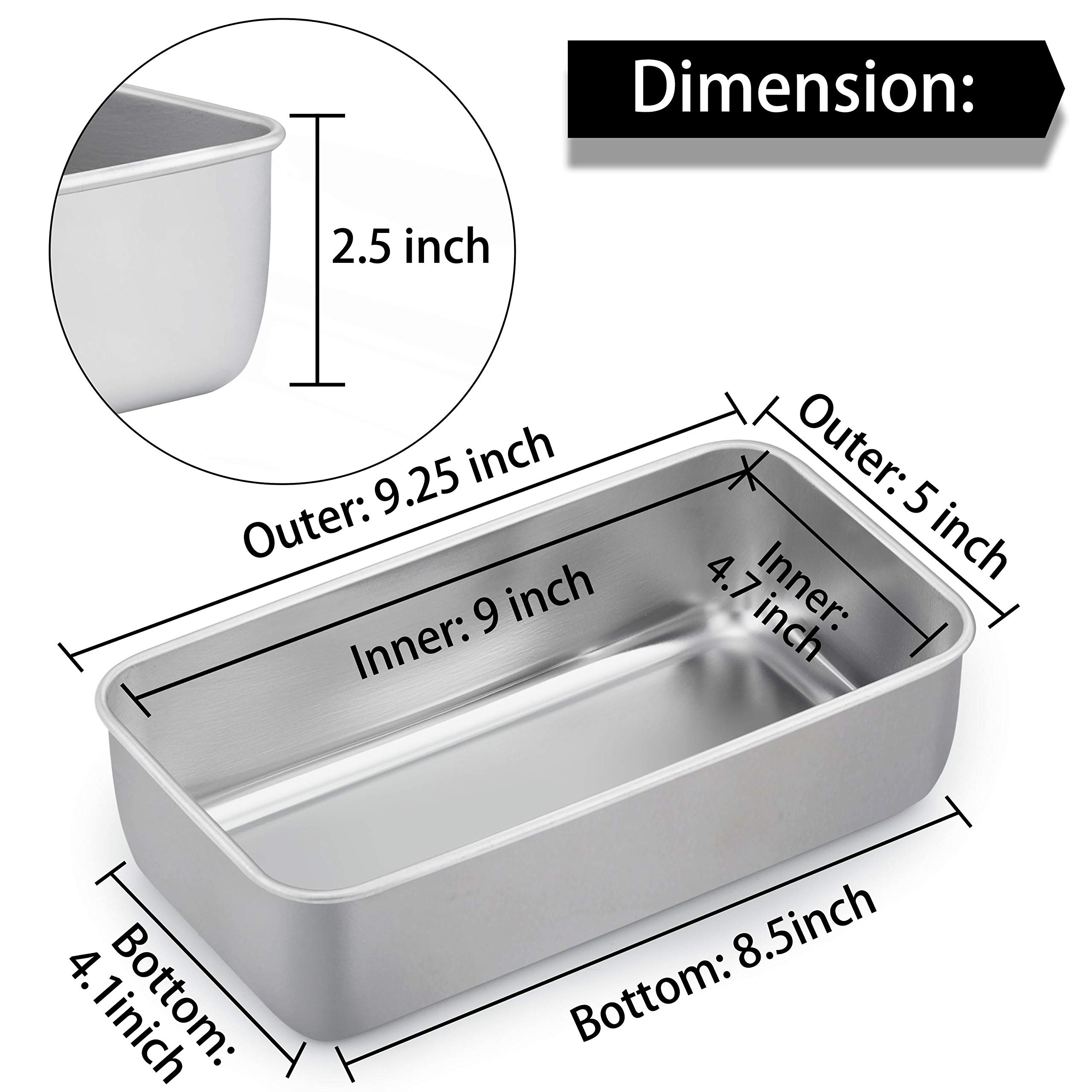 TeamFar 9¼” × 5” Stainless Steel Loaf Pan - Premium Bread Baking Pan for Homemade Bread, Cake & Meatloaf | Durable, Dishwasher Safe & Easy to Clean | Perfect for Baking, Toasting & Meal Prep