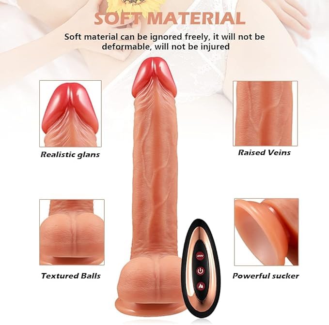 Realistic Rabbit Vibrator with 9 Vibration & 3 Thrusting Modes - Remote Control Silicone Dildo for G Spot, Clitoral & Anal Stimulation | Perfect for Women & Couples - Enhance Intimacy & Solo Play in Bedroom or Romantic Nights