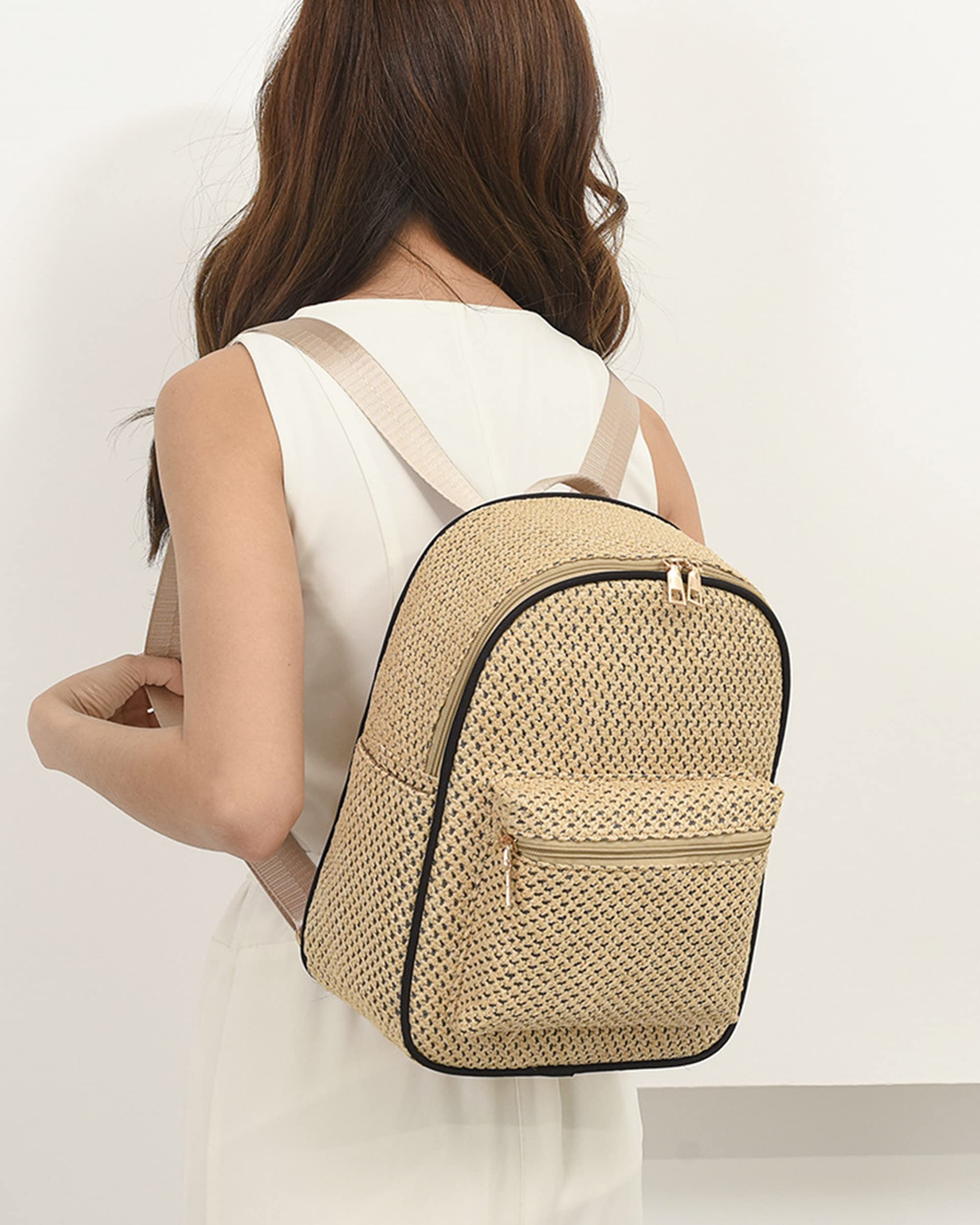 ZLM Handwoven Straw Backpack - Women's Bohemian Beach Bag for Travel & Shopping
