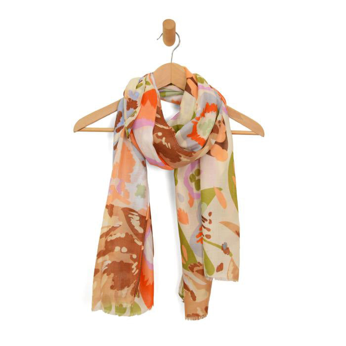 Neutral Bed of Asters Scarf - Soft Floral Print Fashion Scarf for Women - Perfect for Fall Outfits, Office Wear & Special Occasions