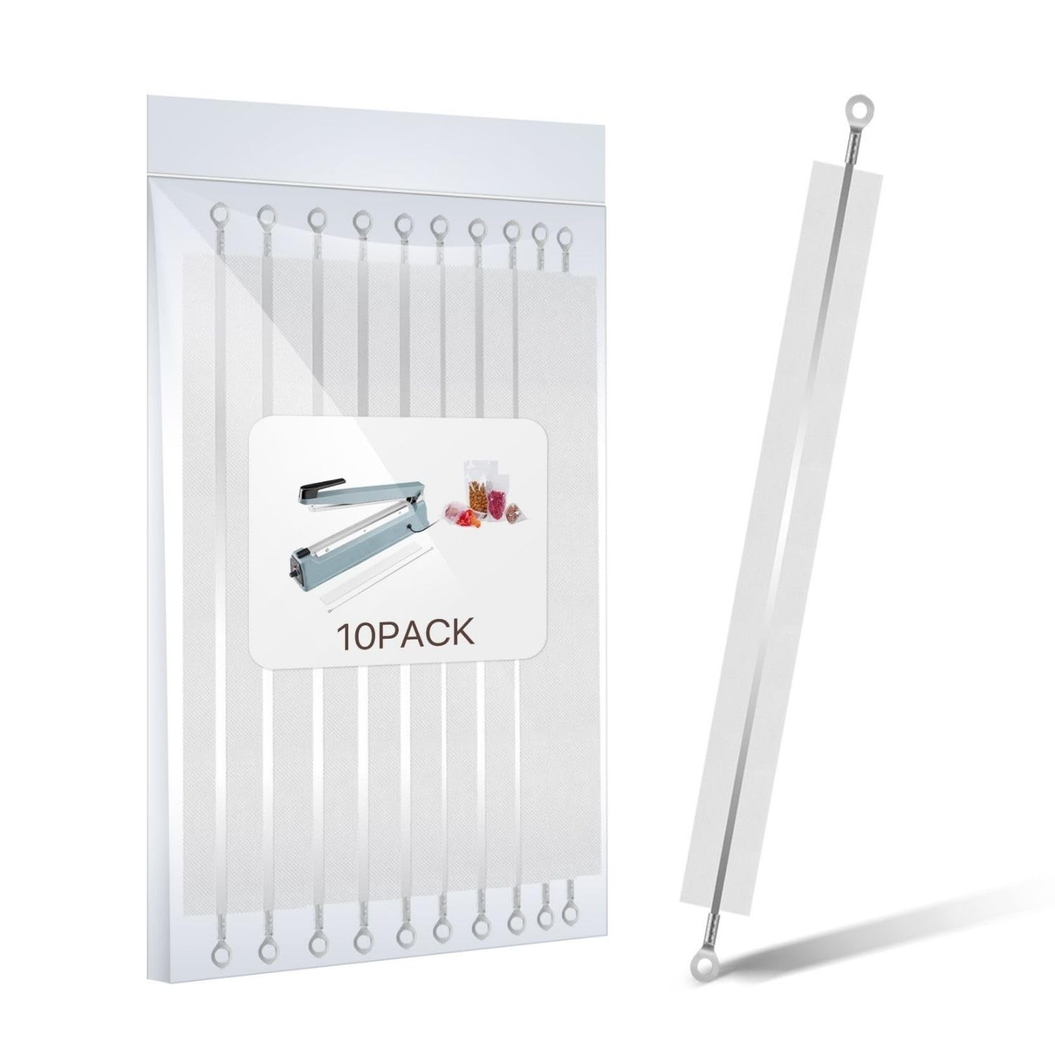 Flexzion 600W 12-inch Impulse Sealer Replacement Kit - PTFE Tape, Heat Seal Strips & Heating Elements (10-Pack) - Perfect for Food Packaging, Plastic Bag Sealing & Industrial Use