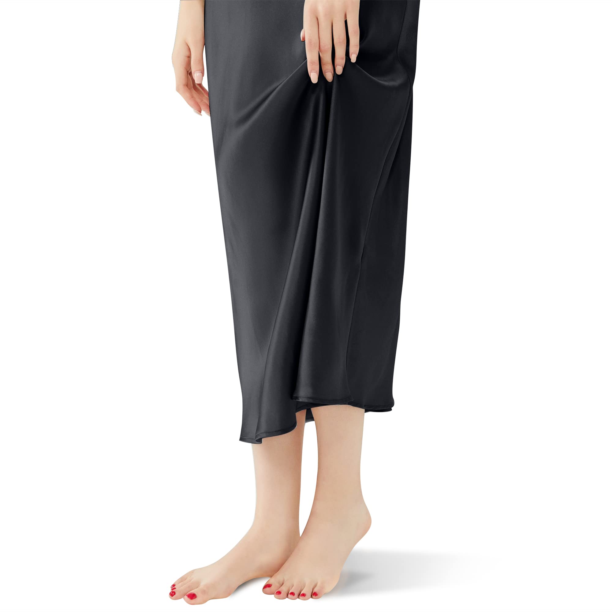 Orose Premium Low Cut Back Long Silk Nightgown for Women - Elegant Sleepwear & Loungewear for Comfortable Nights and Relaxing Evenings