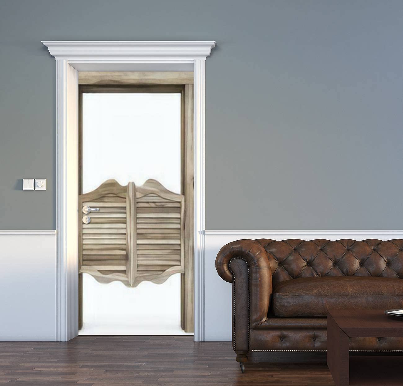 3D Old Western Swinging Saloon Doors Peel and Stick Wall Decal - Self-Adhesive PVC Waterproof Door Sticker for Home Decor | Perfect for Western-Themed Rooms, Bars, and Game Rooms