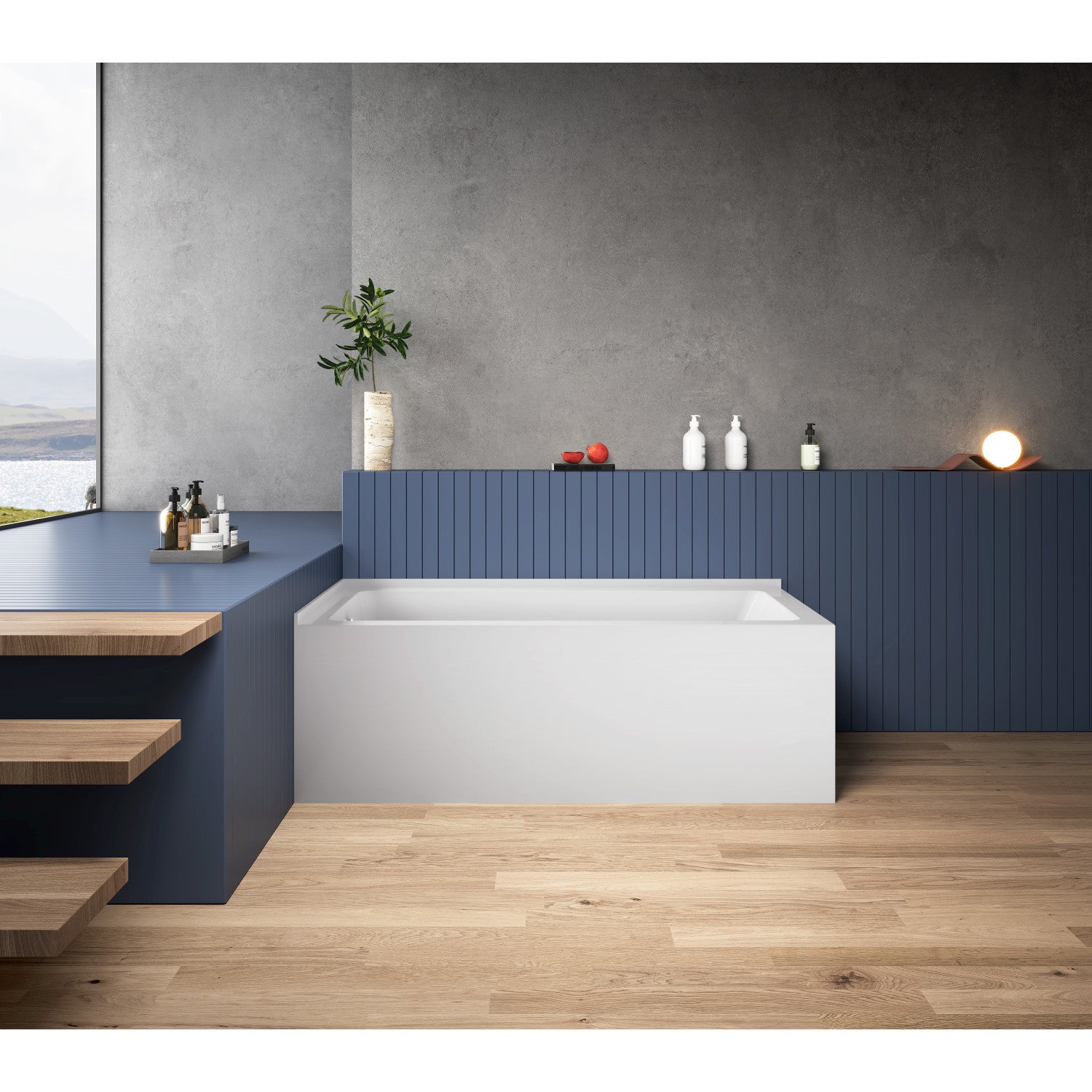 Aqua Eden VTAP6032L21TS 60 Inch Acrylic Rectangular 2 Wall Corner Alcove Bathtub - Left Hand Drain, Glossy White - Perfect for Small Bathrooms & Spa-Like Retreats