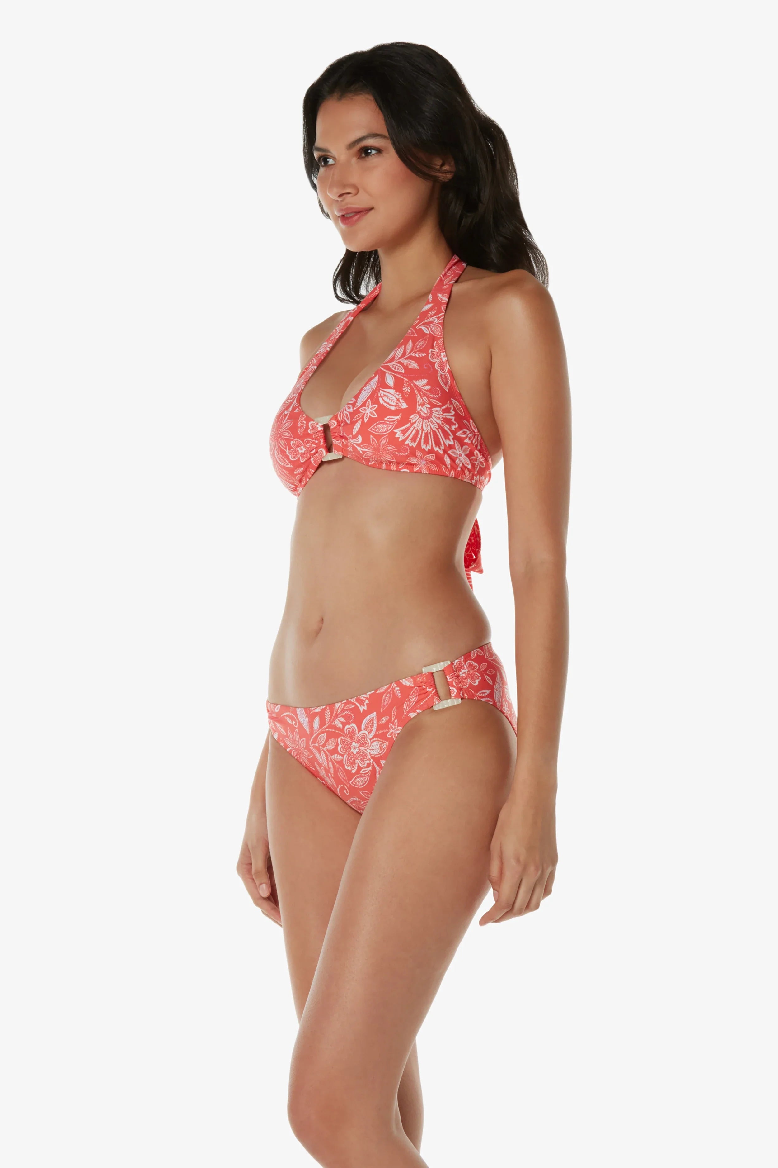 Gigi Floral Shell Halter Top - Women's Summer Beachwear for Vacation & Outdoor Activities