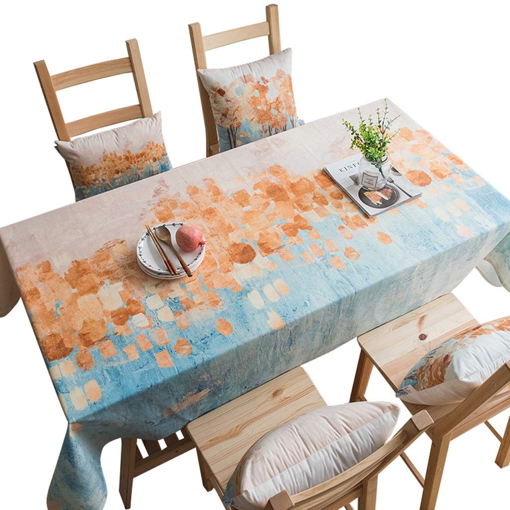Premium Waterproof Faux Burlap Tablecloth - 140x140cm Rectangular Kitchen Table Cover, Washable Oblong Dining Table Decor for Home, Parties & Outdoor Events (Color: A)