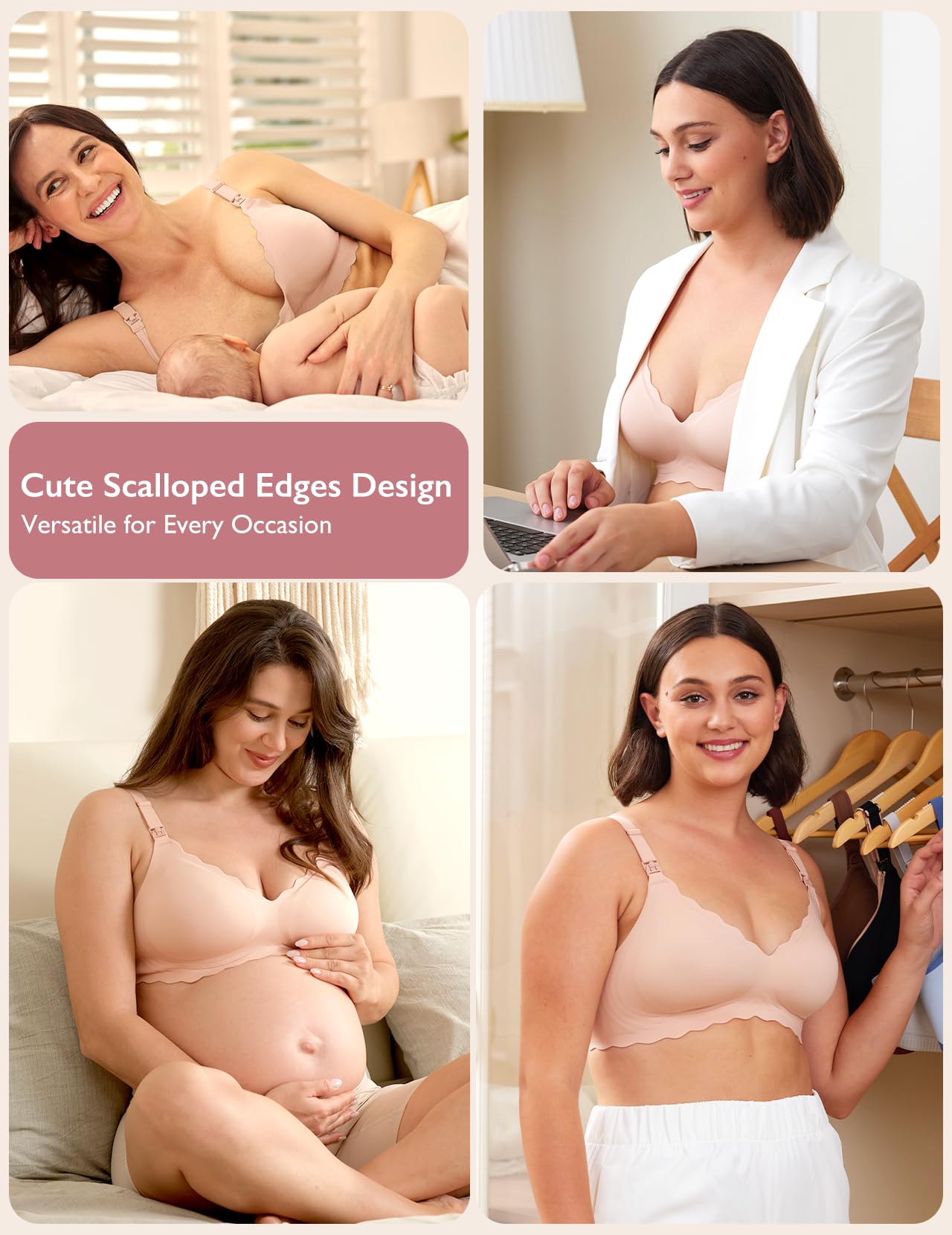 **Momcozy Nursing Bras for Breastfeeding - Wireless Seamless Maternity Bra with Jelly Strip Support | Comfortable & Supportive for Pregnancy & Nursing Moms | Perfect for Daily Wear, Workouts & Relaxation**