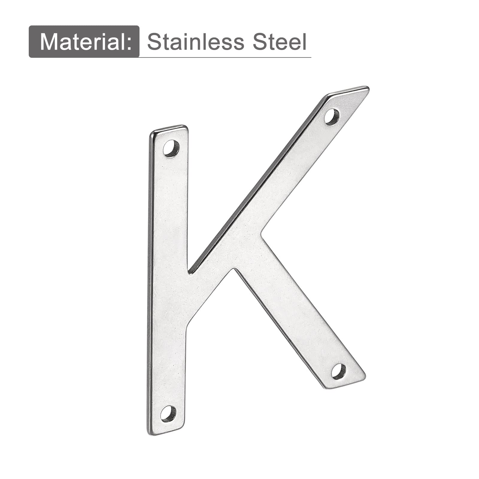uxcell 2.76 Inch Polished Stainless Steel Letter K - Durable Mailbox, Hotel & Door Address Sign for Home, Office & Business (Weatherproof & Rustproof)