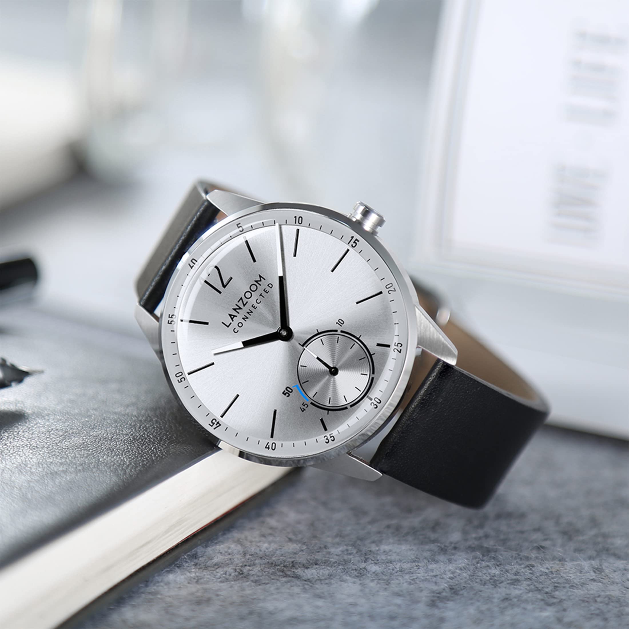 LANZOOM Men's Minimalist Sports Watch - Slim Quartz Analog Wristwatch with Stainless Steel Case & Genuine Leather Strap | Water Resistant, Lightweight Design | Perfect for Running, Gym, Office & Casual Wear | Great Gift for Father's Day, Valentine's Day, Anniversary, Birthday & Christmas