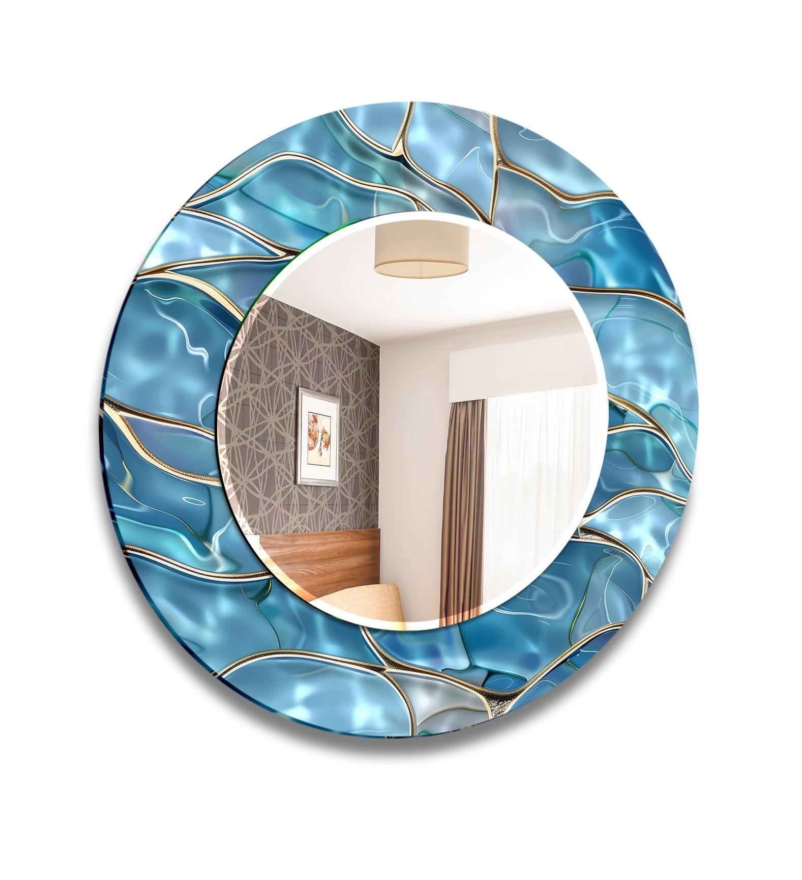Blue Marble Sea View Wall Mirror - Coastal Decor for Bathroom & Bedroom - Perfect for Beach House & Nautical Theme Decor